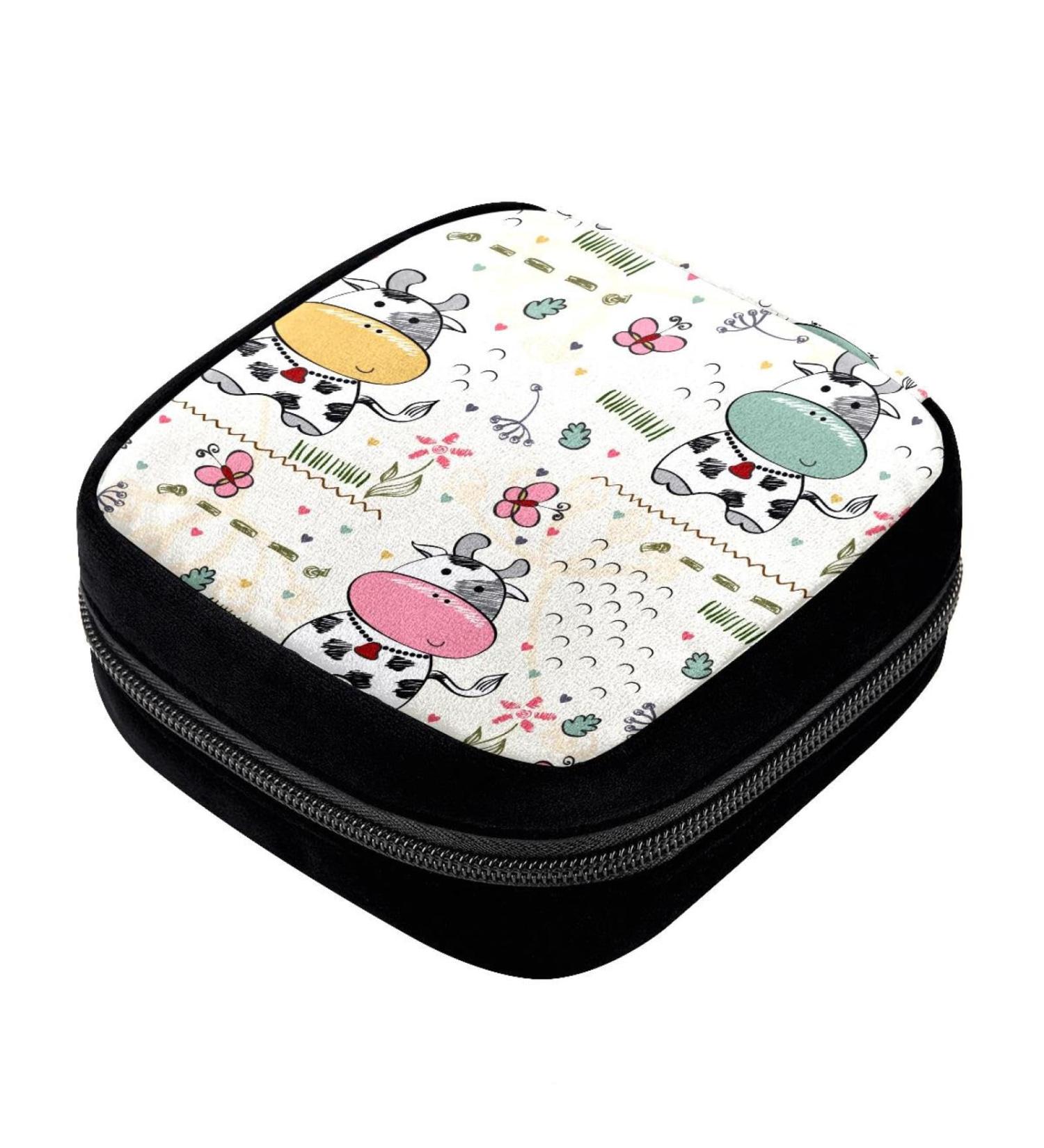 GIAPB Period Bag - Sanitary Napkin Storage Holder | Cartoon Cow Butterfly Flower Design - Buy Online on GoSupps.com