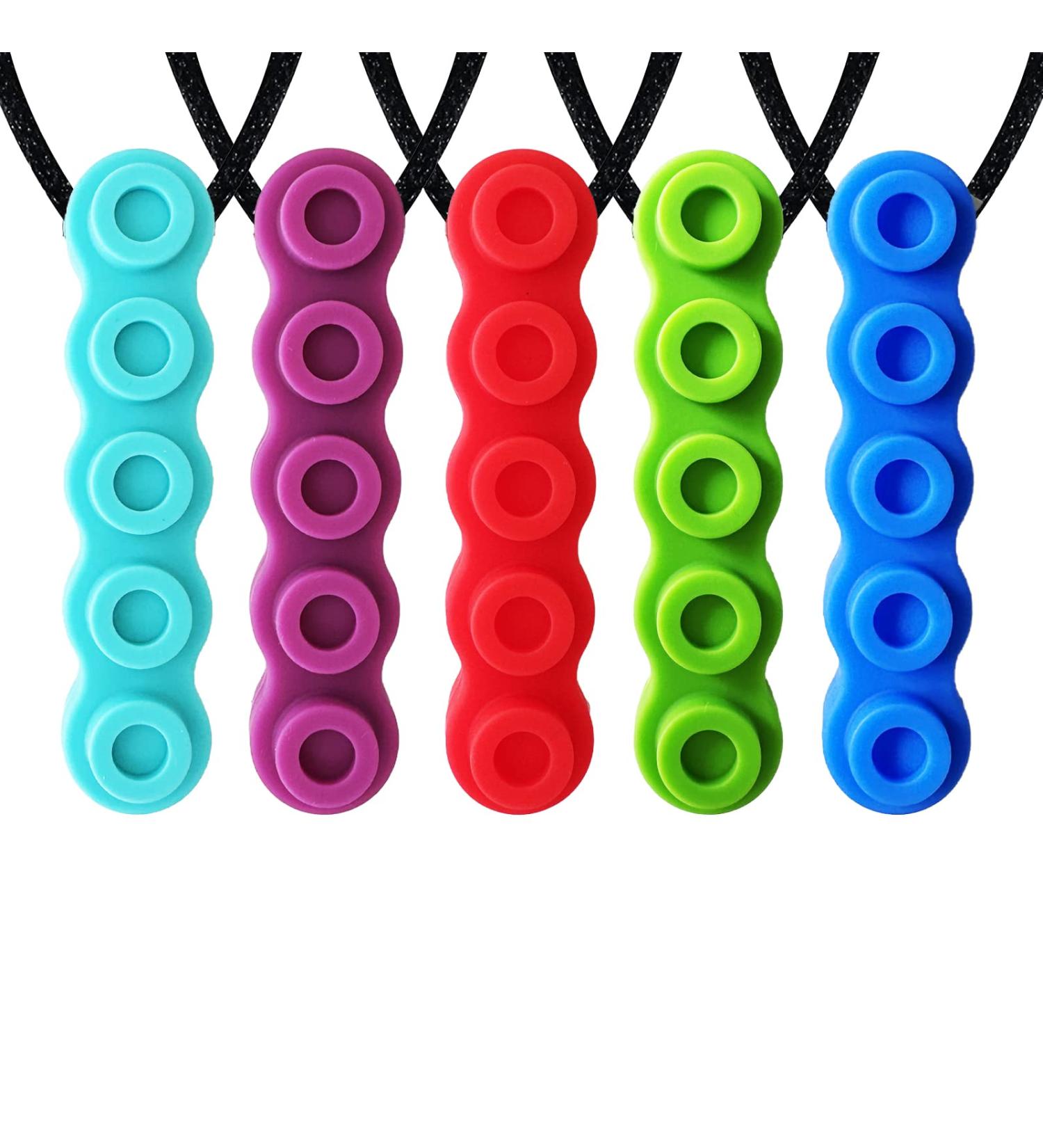 Buy Silicone Bite Ring Necklace - Cute Jewelry Pendant for Adults & Babies | Soft Sensory Breastfeeding Tools for Autism & ADHD | 5 Pieces - Buy Online on GoSupps.com