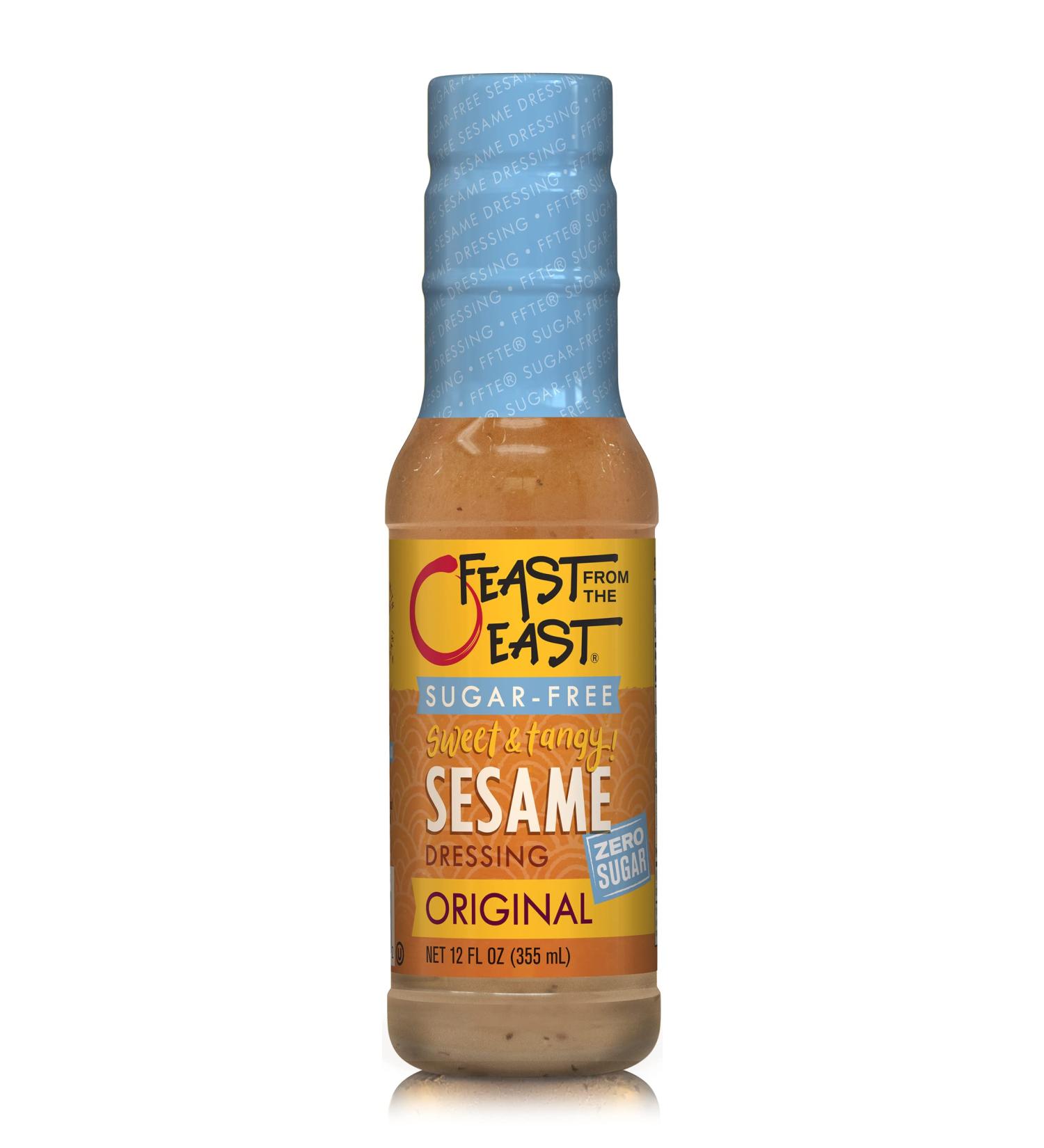 Feast From The East Sugar-Free Sesame Dressing 12 Fl Oz - Sweet & Tangy Keto Friendly Vinaigrette - Gluten Free Chinese Chicken Salad Dressing - Zero Sugar & Carb - Buy Online on GoSupps.com