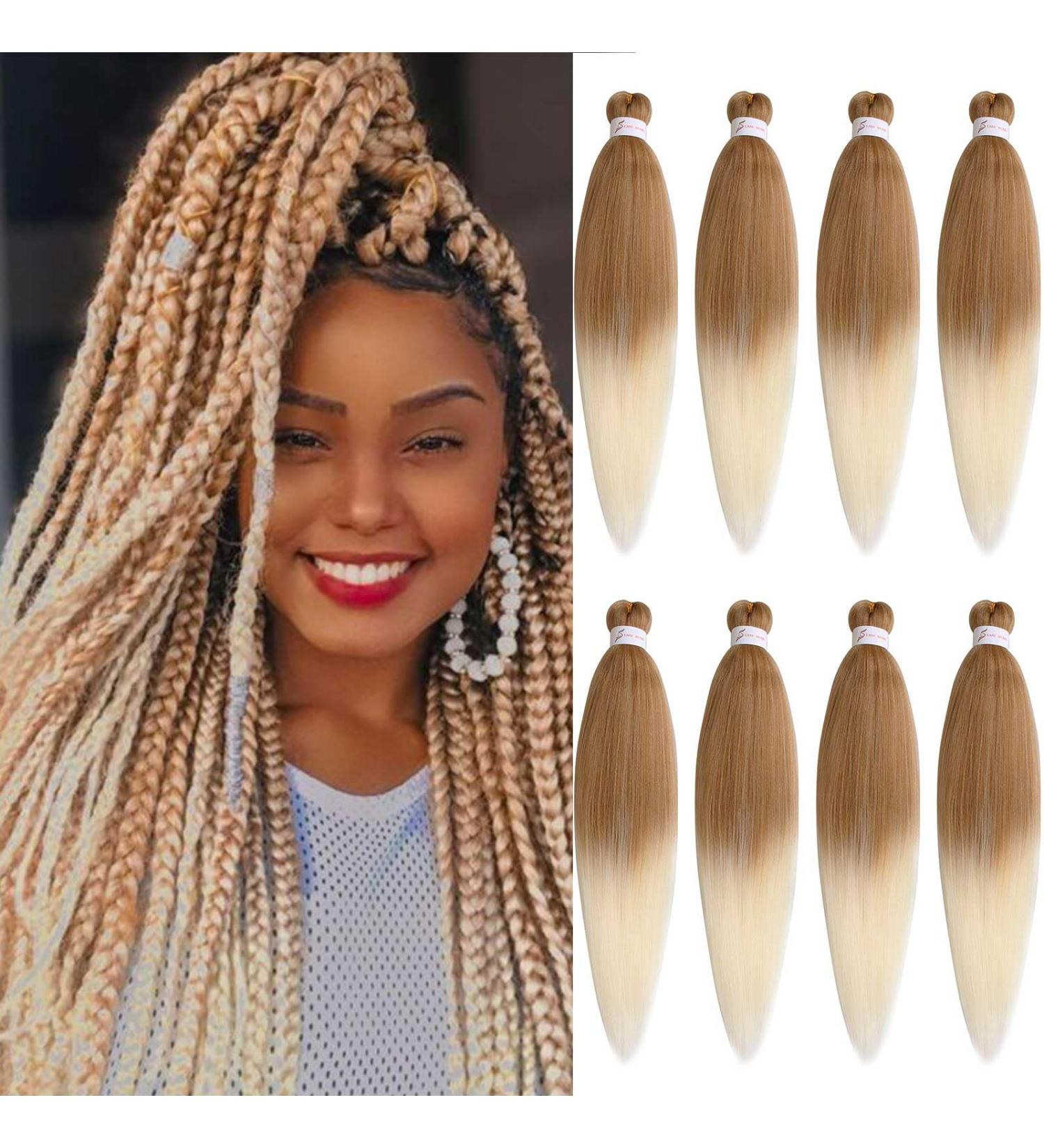 Xtrend 8 packs Ombre Blonde Braiding Hair Pre Stretched Ez Braiding Hair Soft Yaki Texture Synthetic Braiding Hair for Box Braids Hair Not Itchy Hot Water Setting Braids Hair 27613# 26 Inch (Pack of 8) 27613# - Buy Online on GoSupps.com