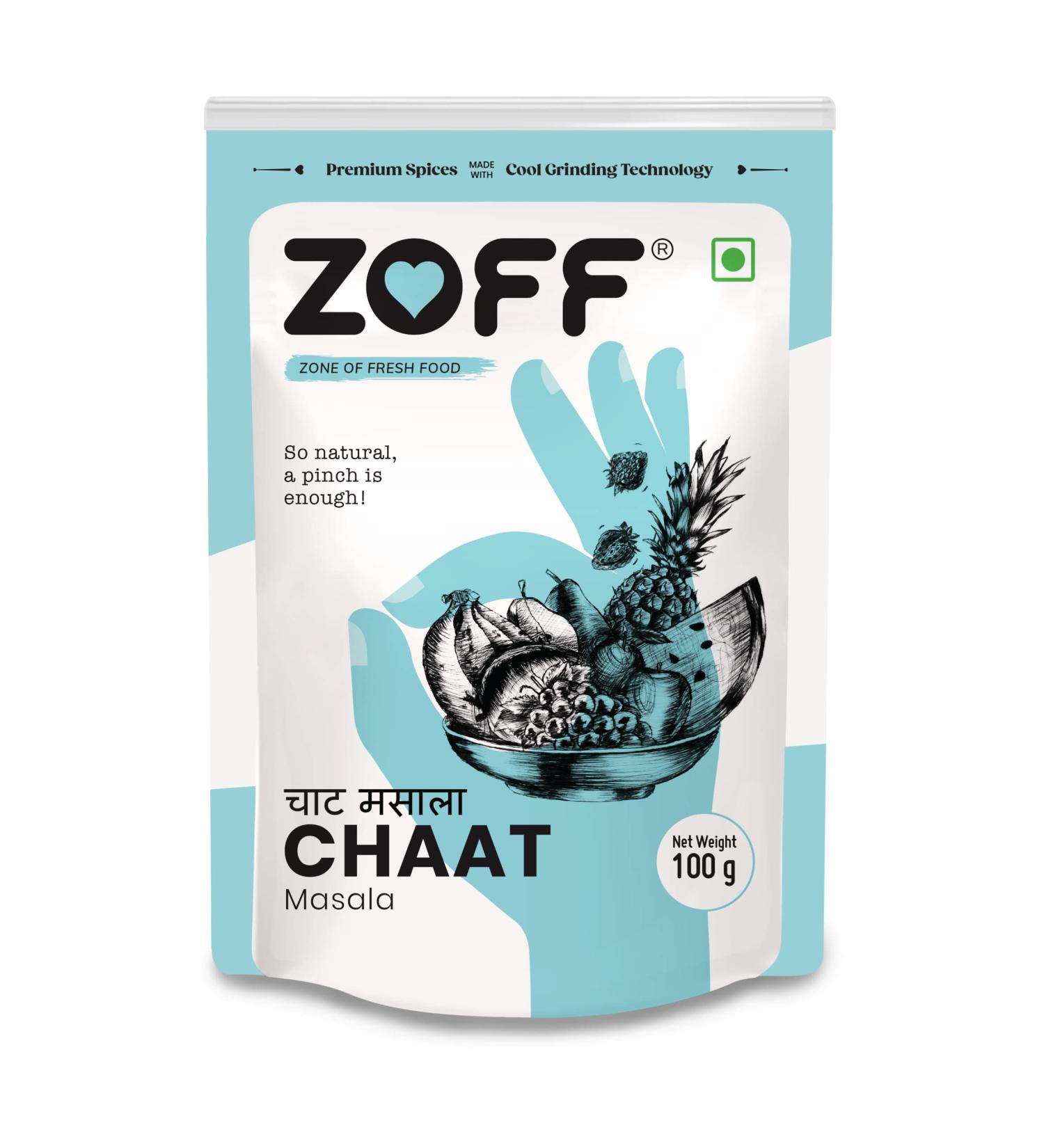 ZOFF Chaat Masala (100g | 3.5oz) Seasoning | Vegan | Preservative Free | All Natural & No Artifical Ingredients | Authentic Indian Spice Blend