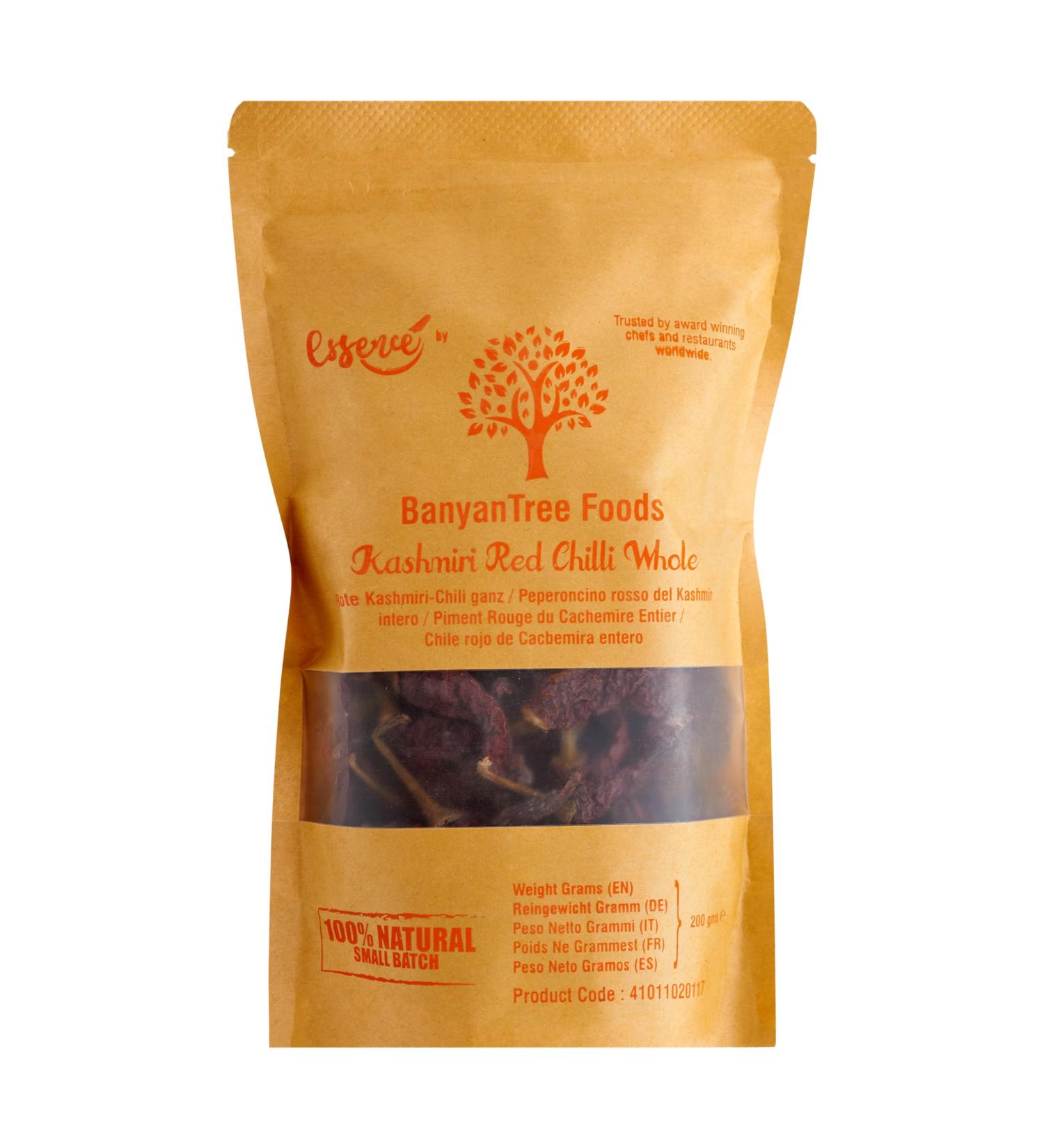 BanyanTree Foods Kashmiri Red Chilli Whole 200g - Pure & Authentic Indian Origin - Buy Online on GoSupps.com