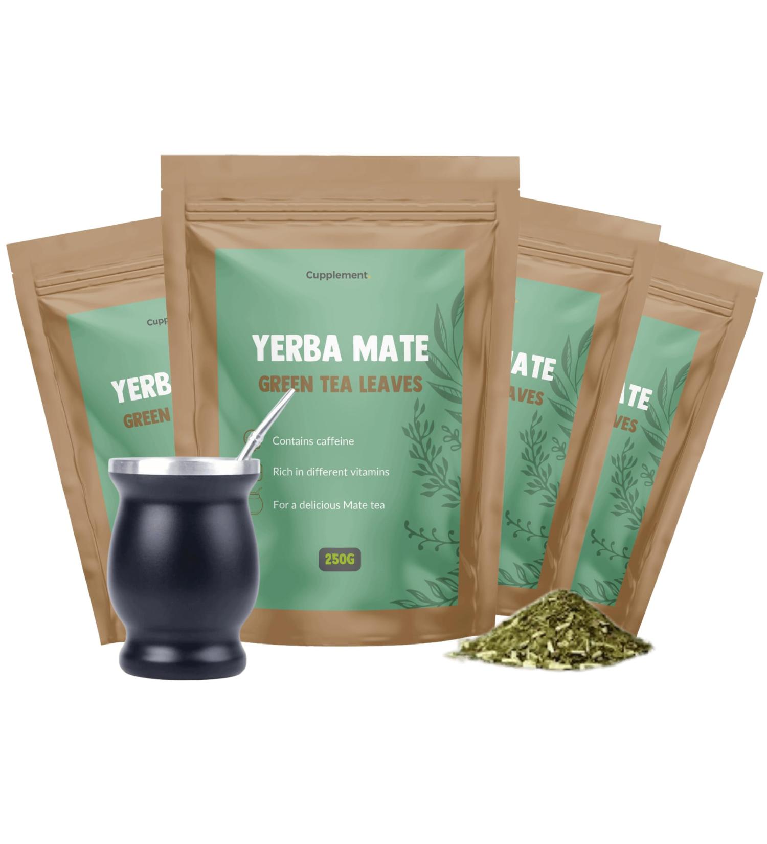  Cupplement Cupplement - 4 Bags of Yerba Mate Tea Leaves 250 grams - Free Milk Frother - High Quality Green Tea - Buy Online on GoSupps.com