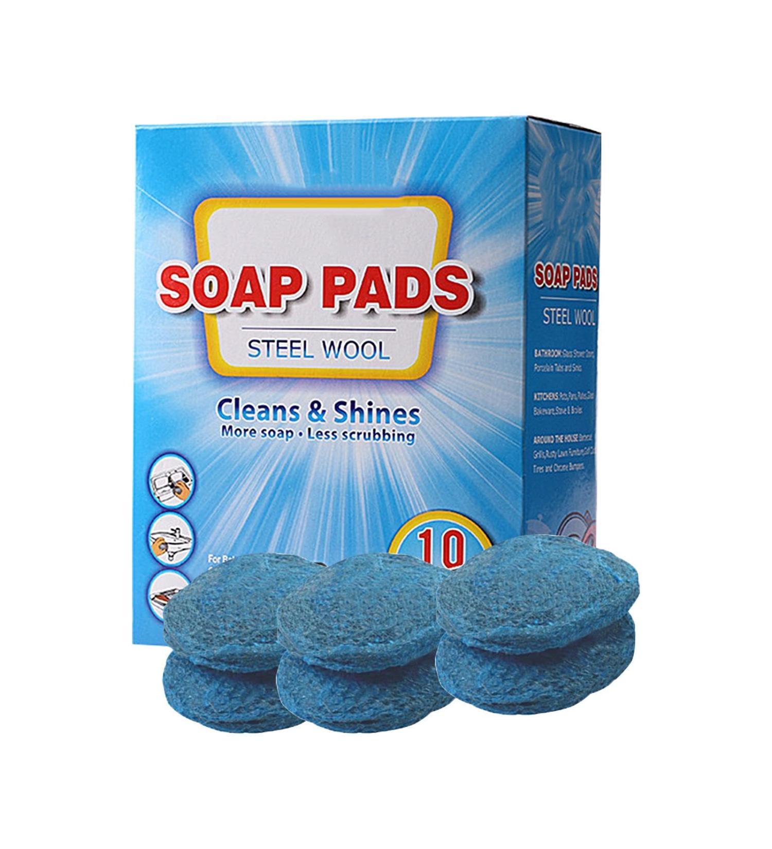 Metal Scrubber Brush Pre-Soaped Steel Wool Cleaner Brush Portable Metal Scouring Cleaning Pads for Dishes Pots Pans - Buy Online on GoSupps.com