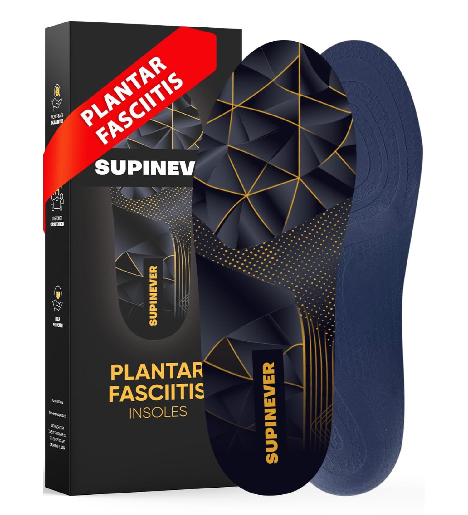 Plantar Fasciitis Insoles | High Arch Support Inserts for Men & Women | Orthotic Inserts for Flat Feet | Work Boot & Running Shoe Insoles - Black XXL - Buy Online on GoSupps.com