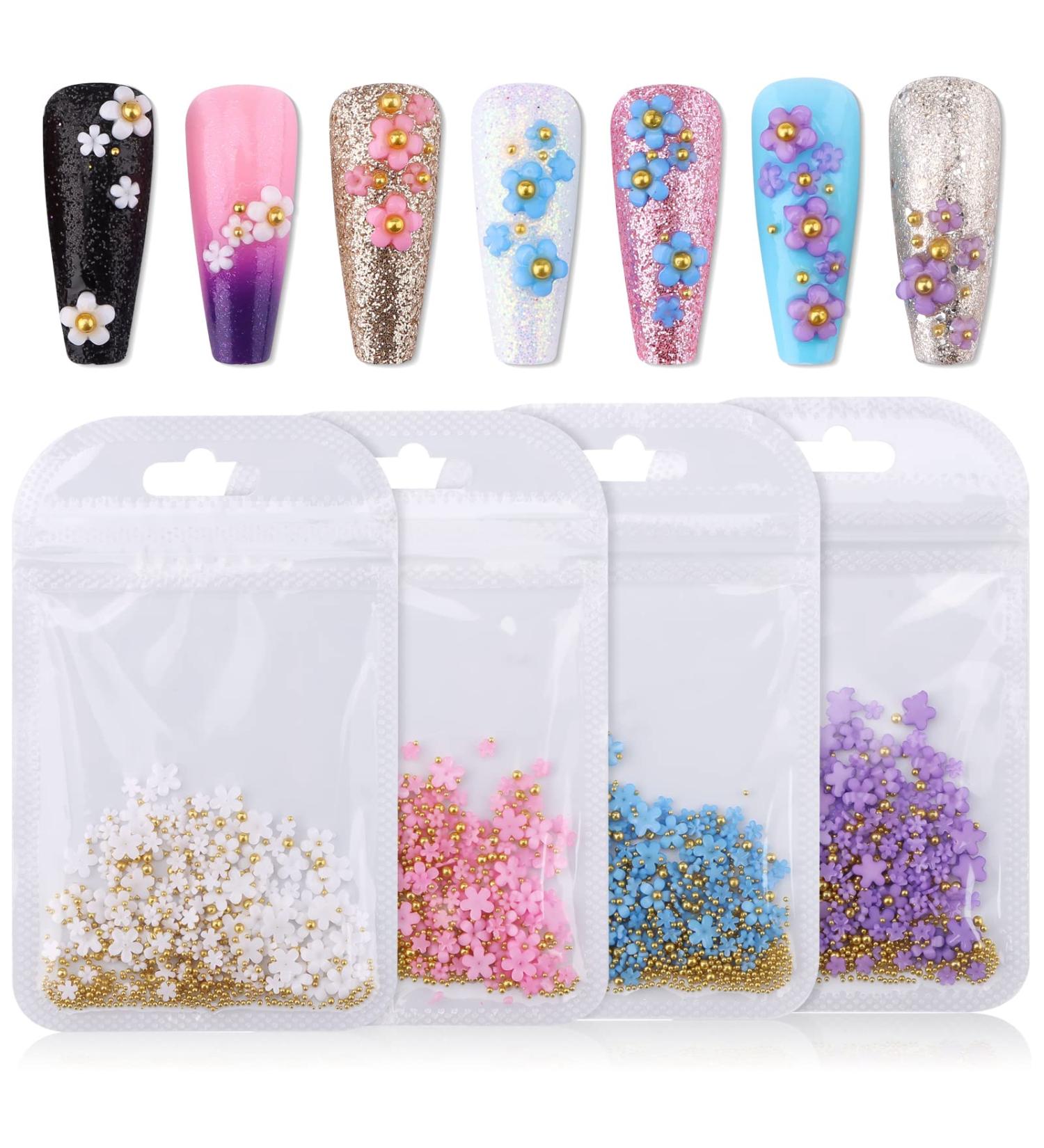 Kalolary 3D Flower Nail Charms Rhinestone for Acrylic Nail Decor - Nail Art Stud Decorations for Women & Girls - Buy Online on GoSupps.com