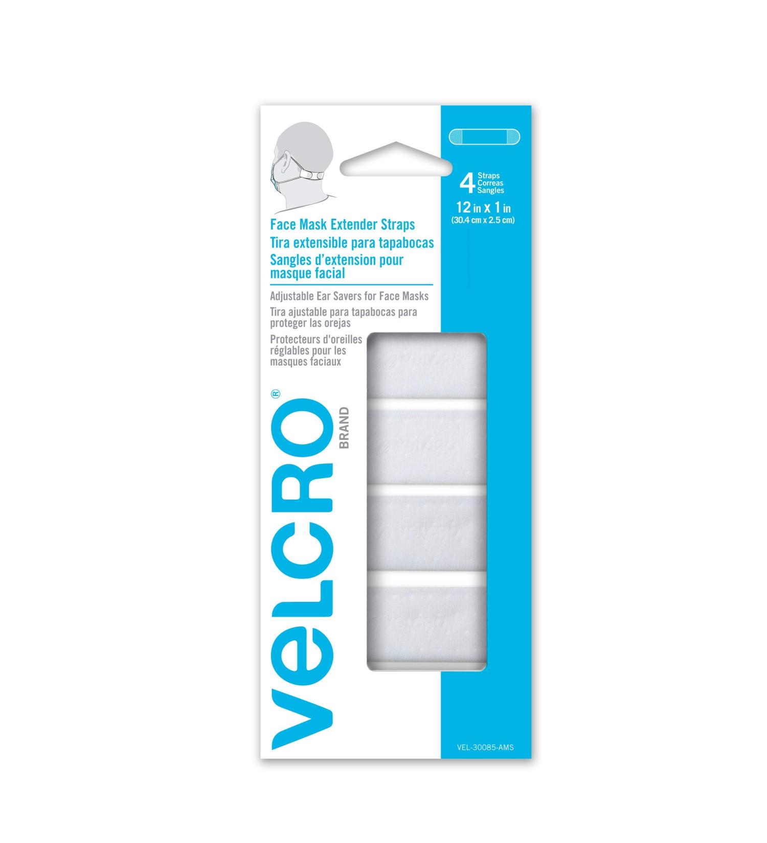VELCRO Brand Face Mask Extender Straps 4pk - White - Comfortable & Adjustable Ear Savers - Buy Online on GoSupps.com