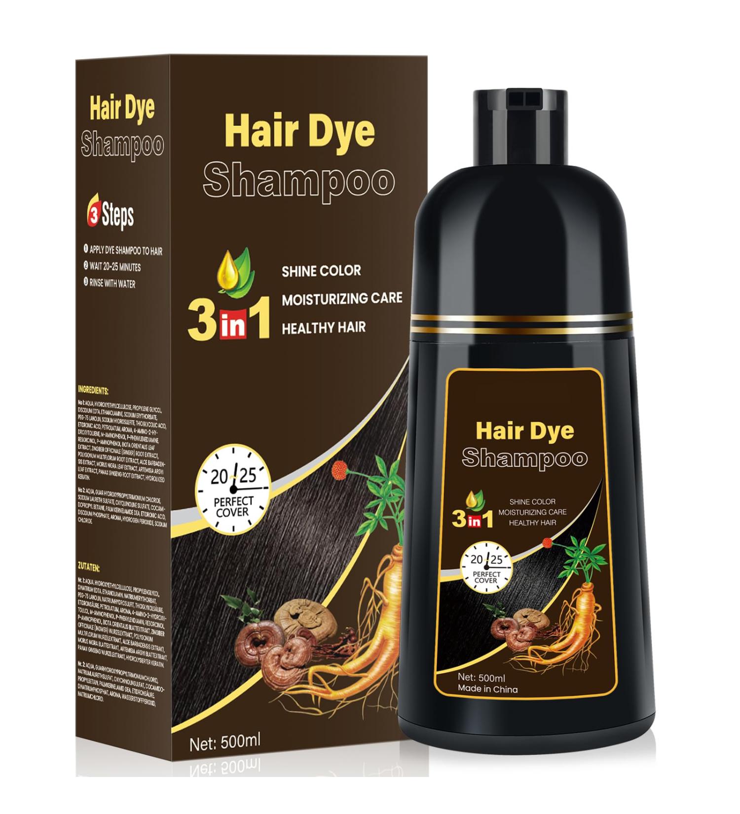 MEIDU Dark brown hair color shampoo for men and women hair color shampoo 3in1 for gray hair 500 ml - Buy Online on GoSupps.com