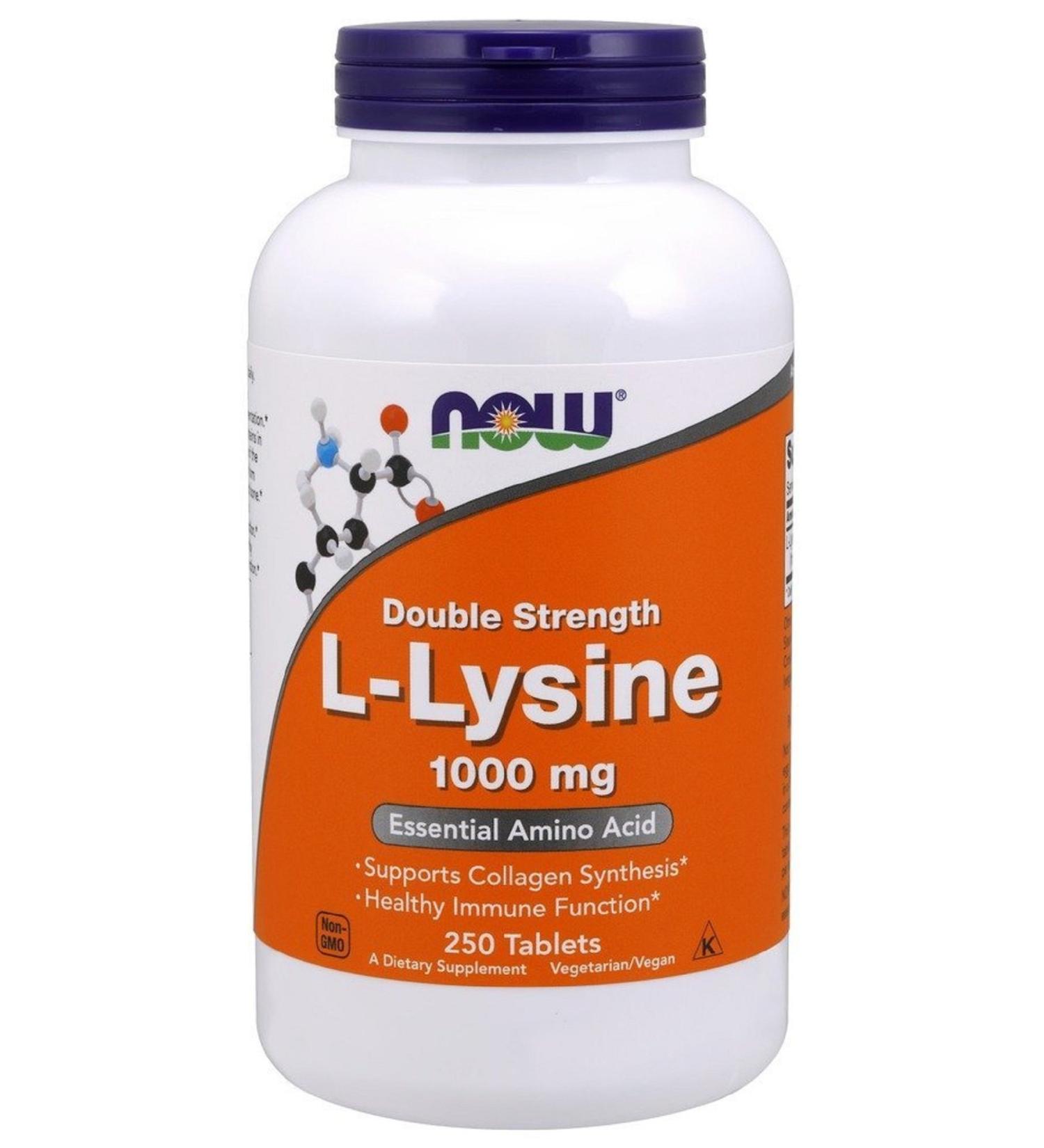 Now L-Lysine 1000 mg Double Strength,250 Tablets