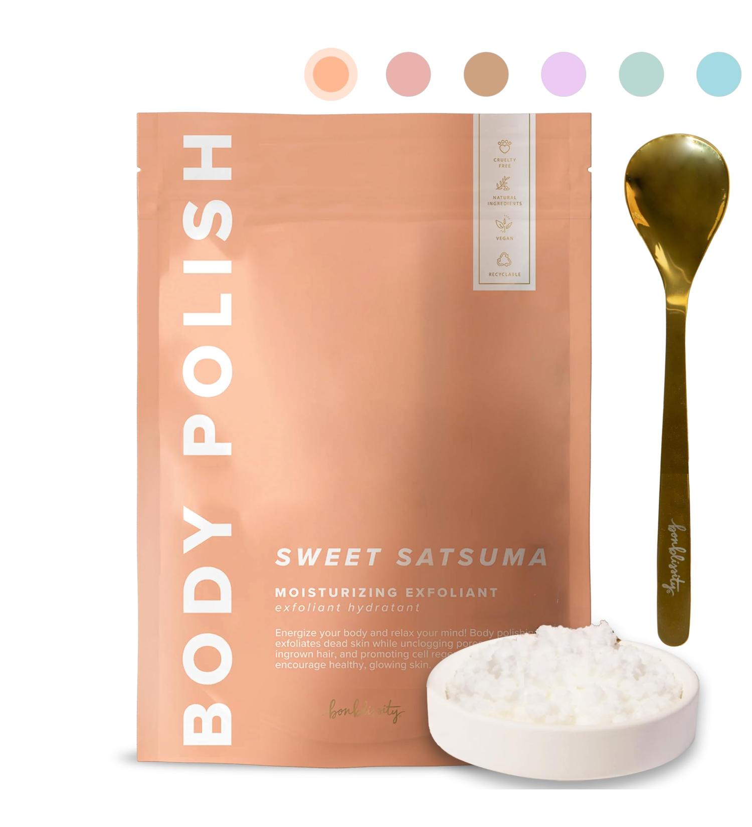 Sweet Satsuma Body Scrub & Polish - Moisturizing Exfoliator Handmade Eco-Friendly Mess-Free with Gold Spoon USA Made - Buy Online on GoSupps.com