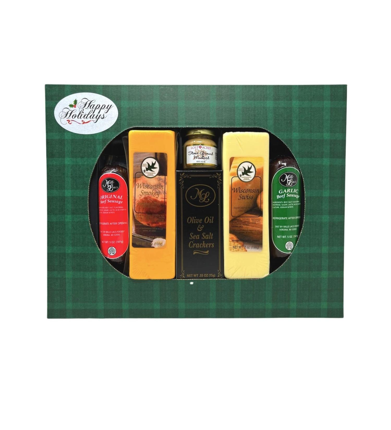 Gourmet Cheese & Sausage Christmas Gift Basket - Festive Holiday Box - Buy Online on GoSupps.com