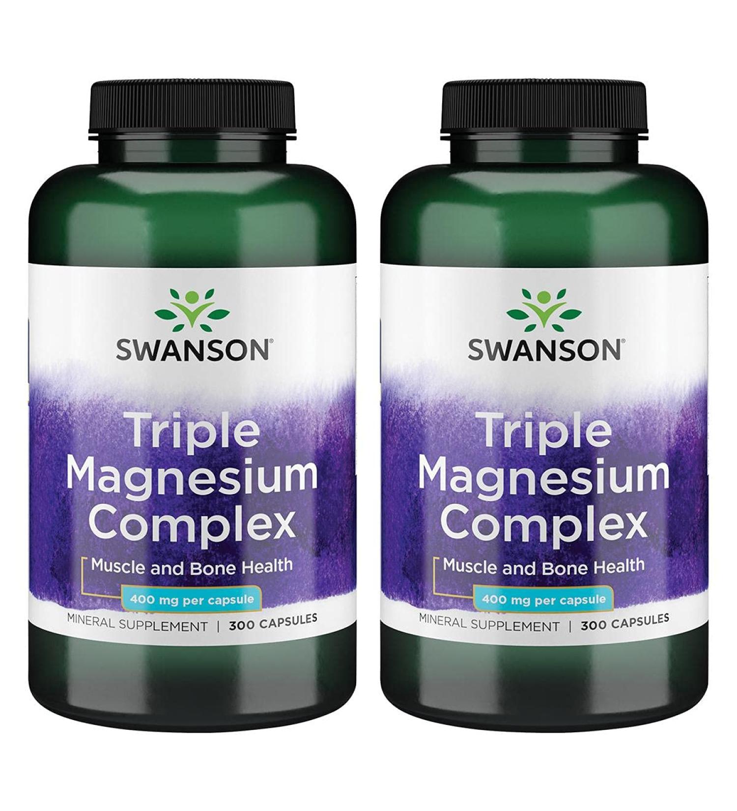 Swanson Triple Magnesium Complex 400 mg - 300 Capsules for Optimal Health - Buy Online on GoSupps.com