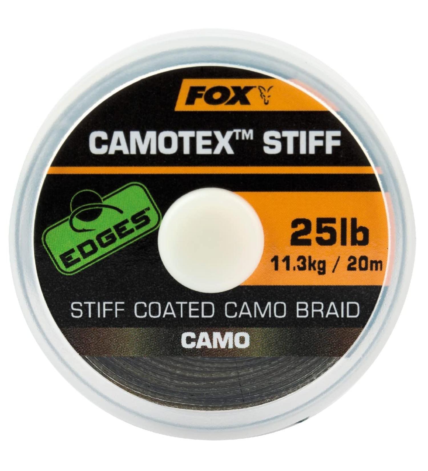 Fox Camotex Stiff Coated Camo Braid 20m - Leader material 20lbs/9.1kg