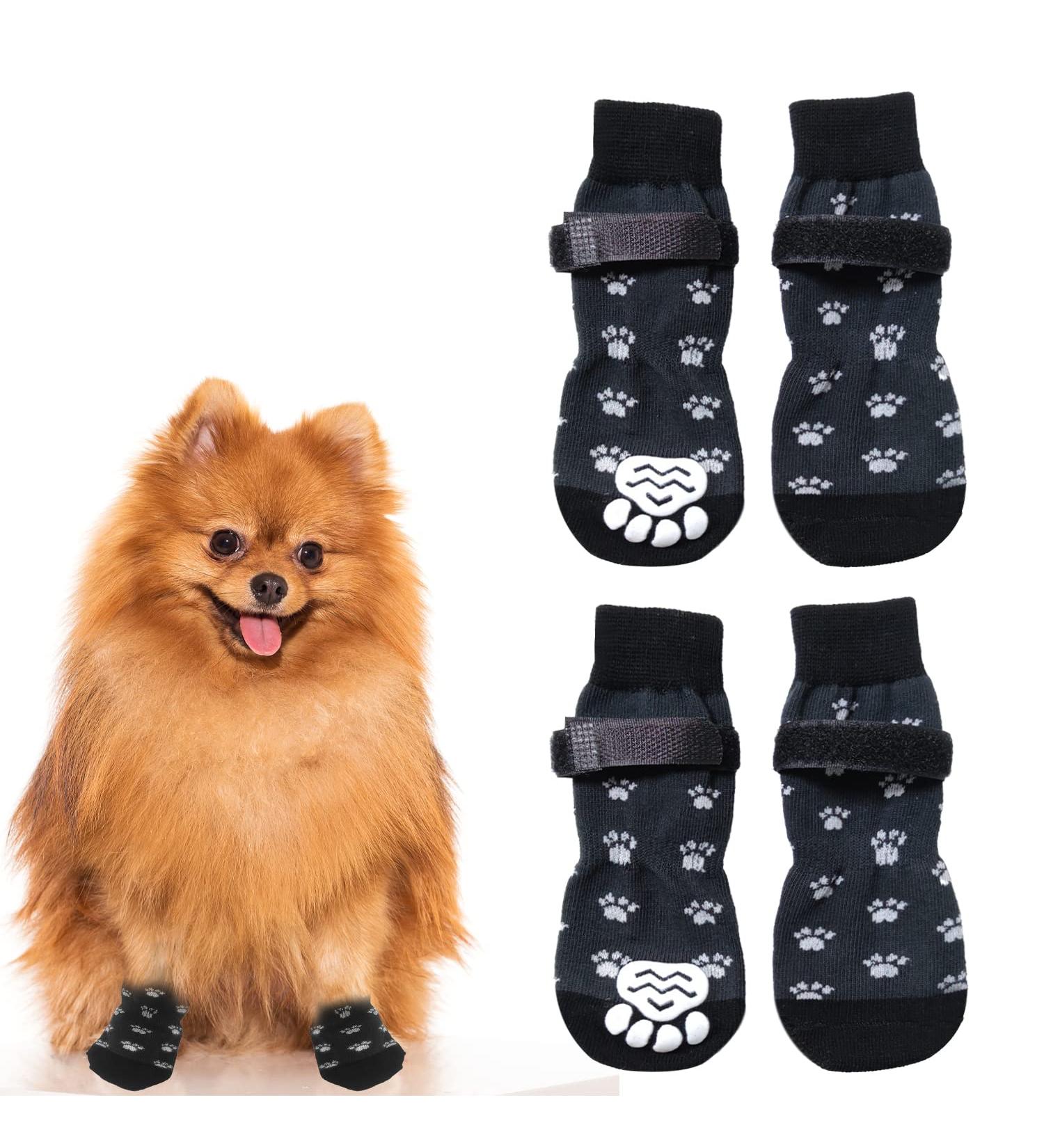 ALLY-MAGIC Anti Slip Dog Socks 2 Pairs Dog Paw Protector Dog Boots with Adjustable Straps Dog Grip Socks Traction Control for Small Dogs Indoor & Outdoor Hardwood Floor Walking Y7FHGW (S) - Buy Online on GoSupps.com