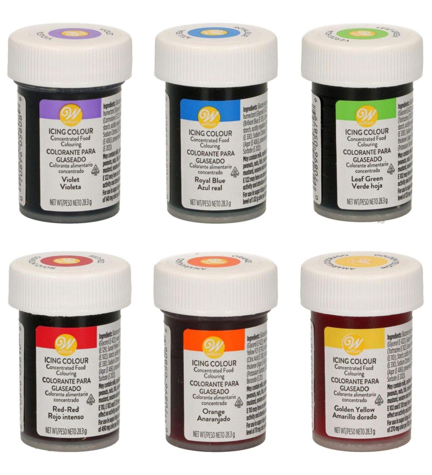 Wilton Icing Colour Gel Paste Rainbow Colours Set with Red No Taste - 6 x 28g pots - Buy Online on GoSupps.com