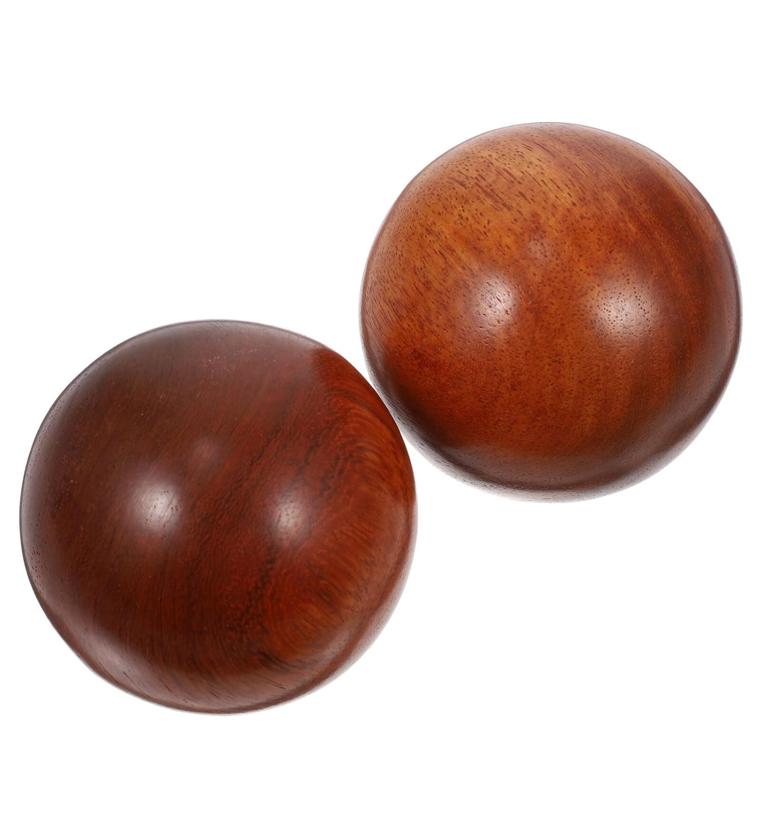 Warmhm 2 pieces of health ball handball hand massage gauge ball foot massage roller foot massage devices retro red rosewood balls tightly muscle massage device portable leisure balls 1