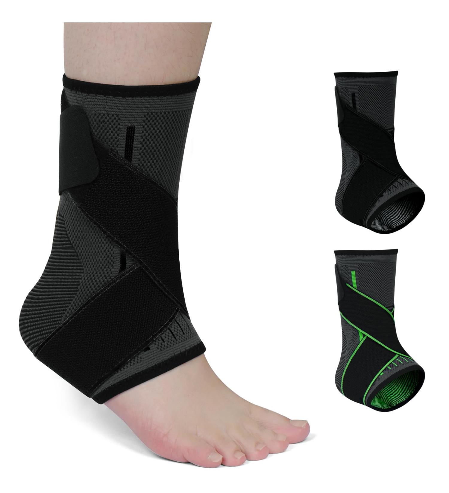 Breteil Ankle Brace for Plantar Fasciitis Relief Ankle Support 2 Pack for Men & Women Ankle Compression Sleeve with Strap Foot Brace for Sprained Ankle Achilles Tendonitis Black-l - Buy Online on GoSupps.com