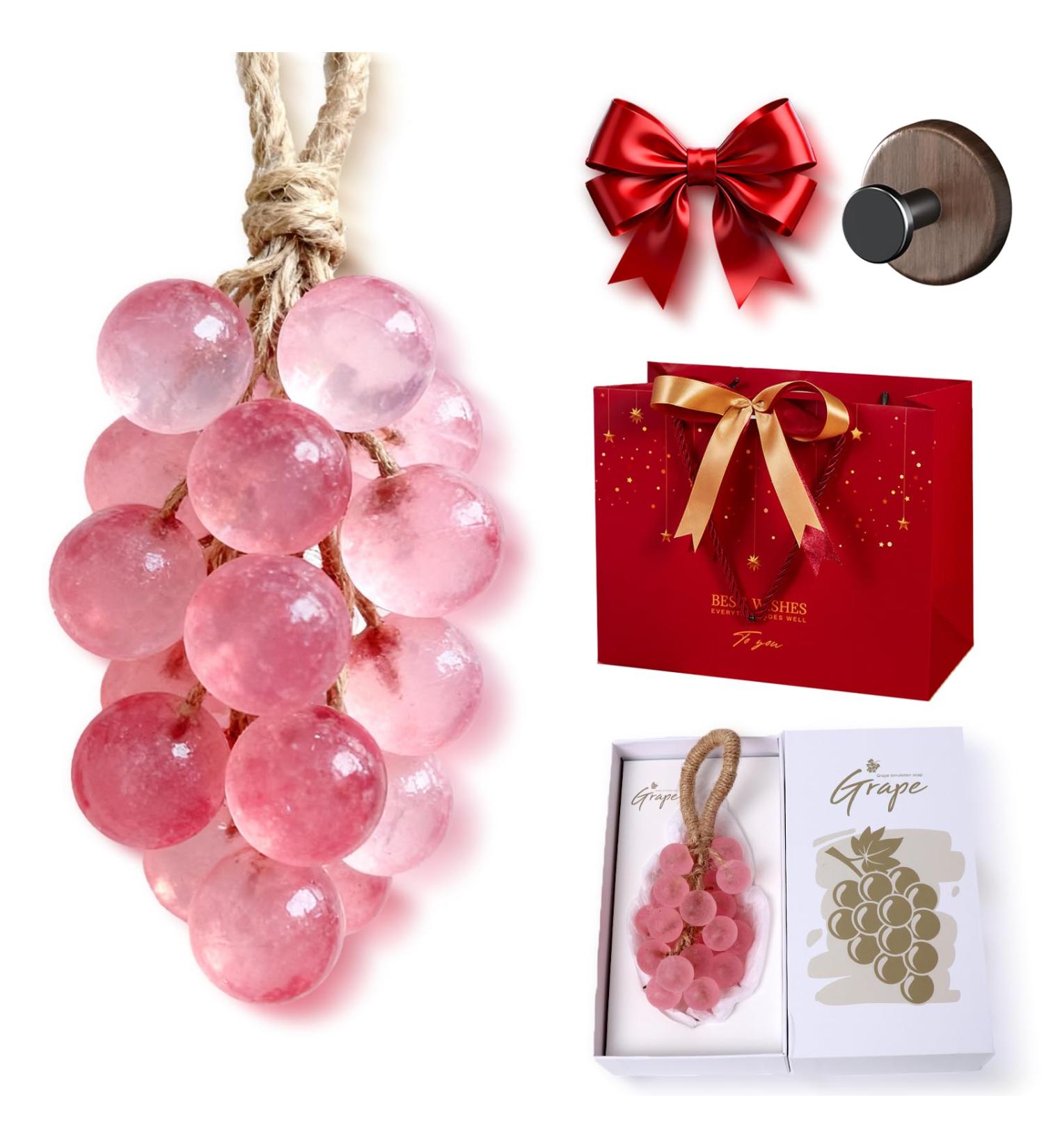 Seruvini High-end Gift Box Packaging Grape Soap on a Rope, Decorative & Aromatic Soaps for Washing Fresh Air, Can be used for bathing, Men and Women for Gift (Pink) - Buy Online on GoSupps.com