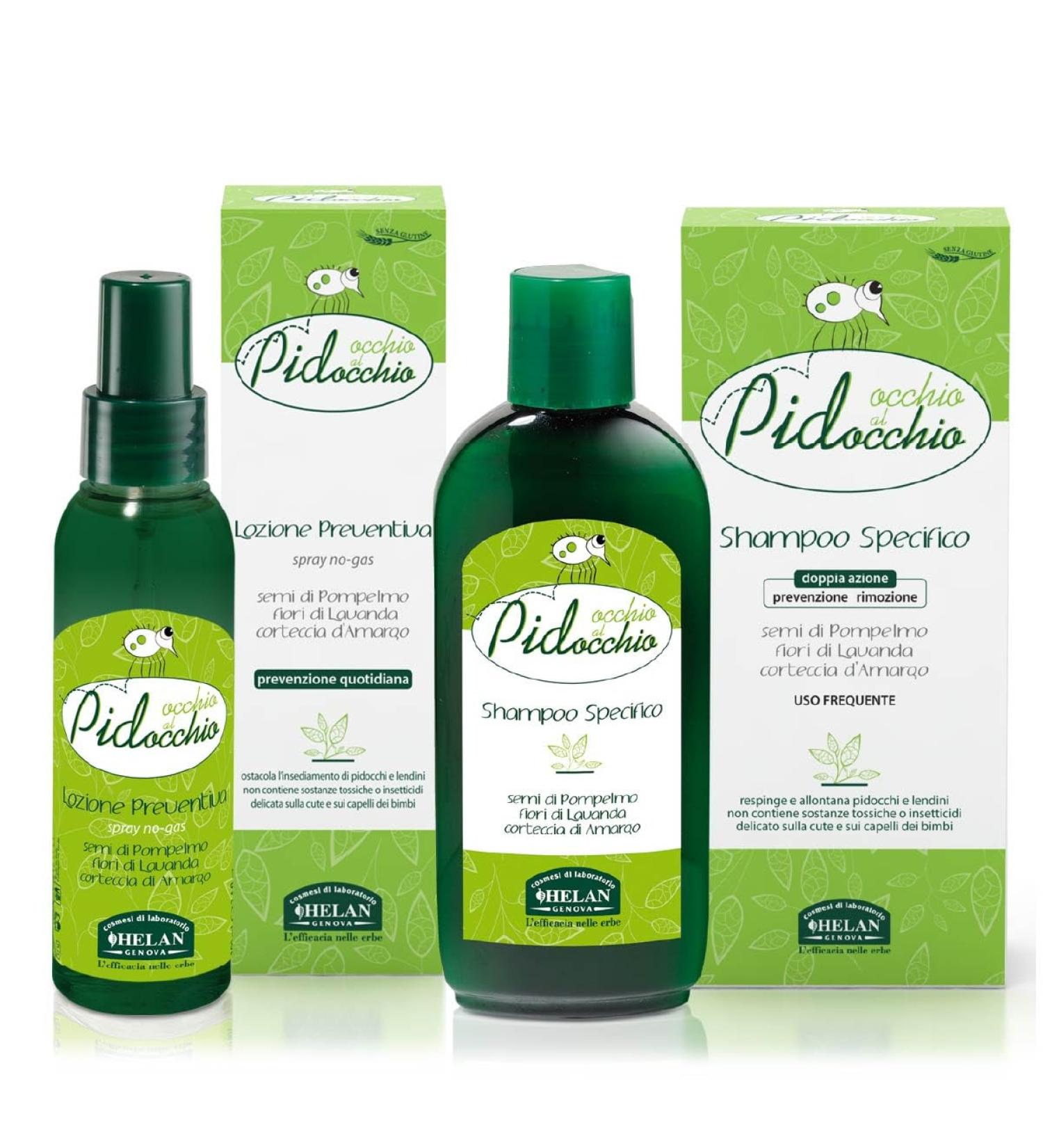 Helan Helan Eye al Poux - Preventive shampoo and spray against lice and nits Strong 200 ml + 100 ml - Lavender Flower Treatment Made in Italy