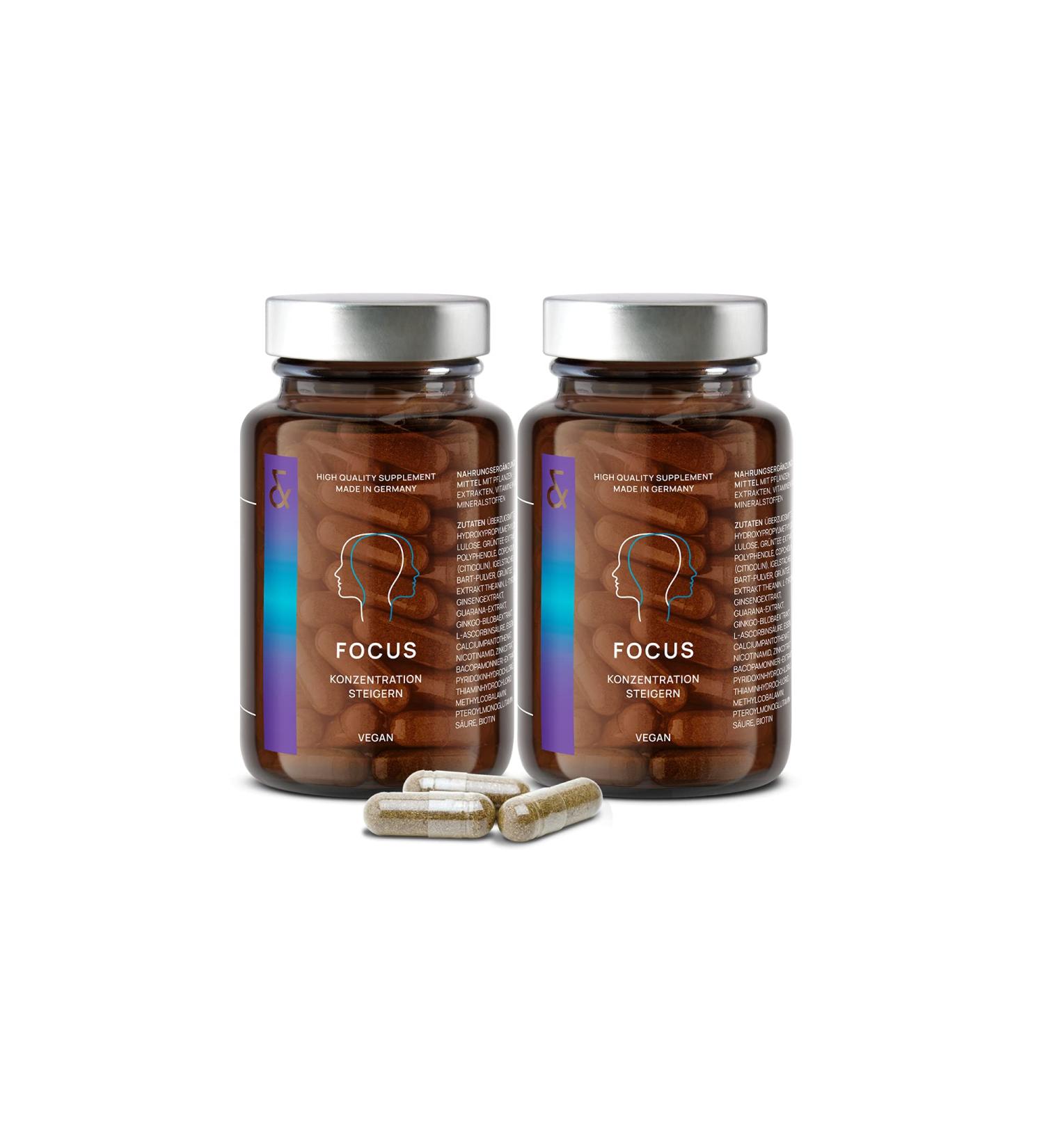 2x N 4 Focus Nootropic - Vegan Brain Booster with CDP Choline Ginkgo Biloba & Brahmi Extract - Enhance Concentration & Memory - 120 Capsules - Buy Online on GoSupps.com