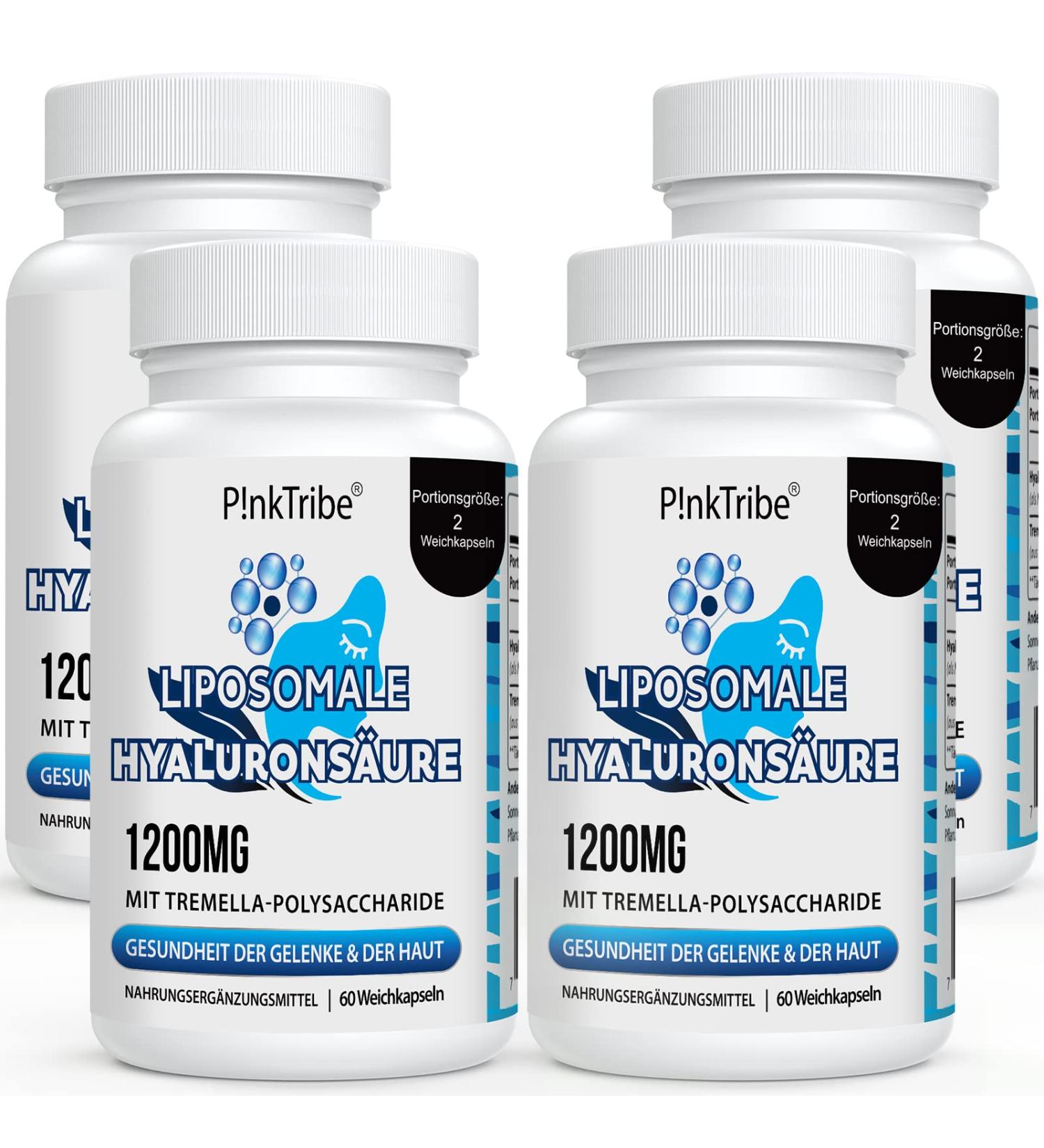 Liposomal Hyaluronic Acid Capsules 1000mg - High-Dose 60 Pieces Additive-Free - 4 Pack for Enhanced Hydration & Skin Health - Buy Online on GoSupps.com