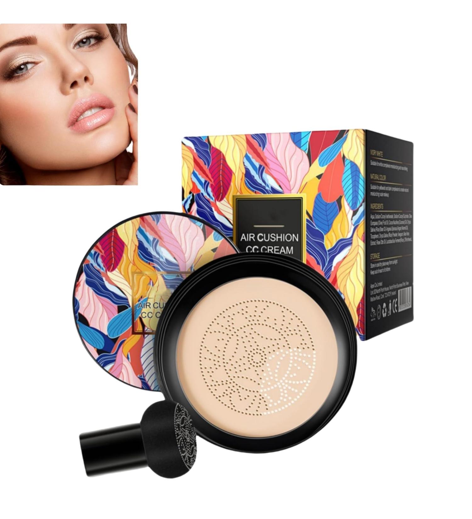 New Mushroom Head Air Cushion CC Cream Long-Lasting Matte Waterproof Moisturizing Beauty Cream Foundation Natural - Buy Online on GoSupps.com