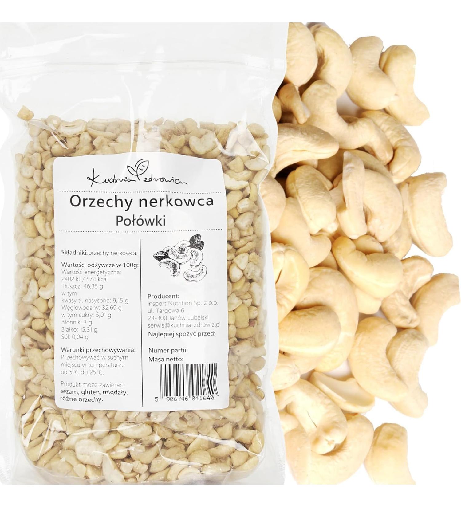 Kuchnia Zdrowia - Cashew Halves - Salt Free - Delicious Snack - No Additives - Leak Proof Zipper Packaging - Doypack: (200 Grams) - Buy Online on GoSupps.com