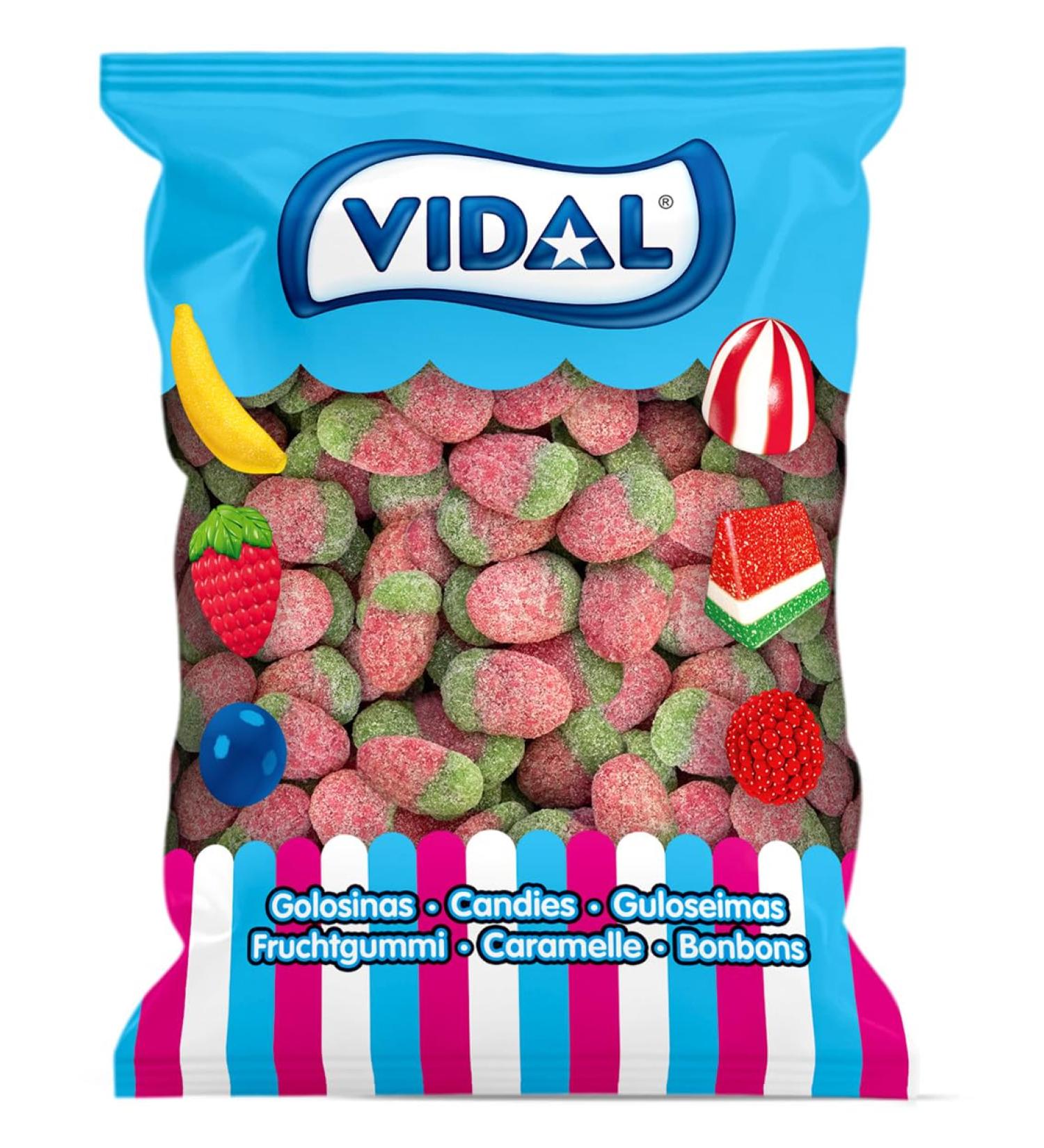  Vidal Vidal Treats wild strawberries spindles red color rubber candy with ax shape and flavor strawberry bag 1 kg - Buy Online on GoSupps.com