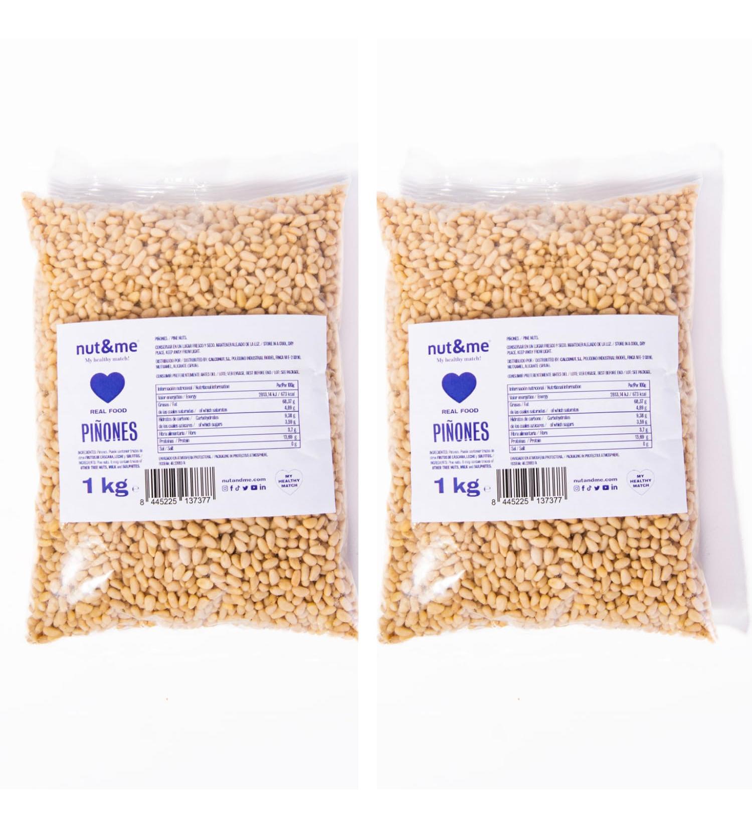 Natural pine nuts 2 kg nut&me | Shelled pine nuts | Ideal for pesto | Unroasted | Pack 2 x 1 kg - Buy Online on GoSupps.com