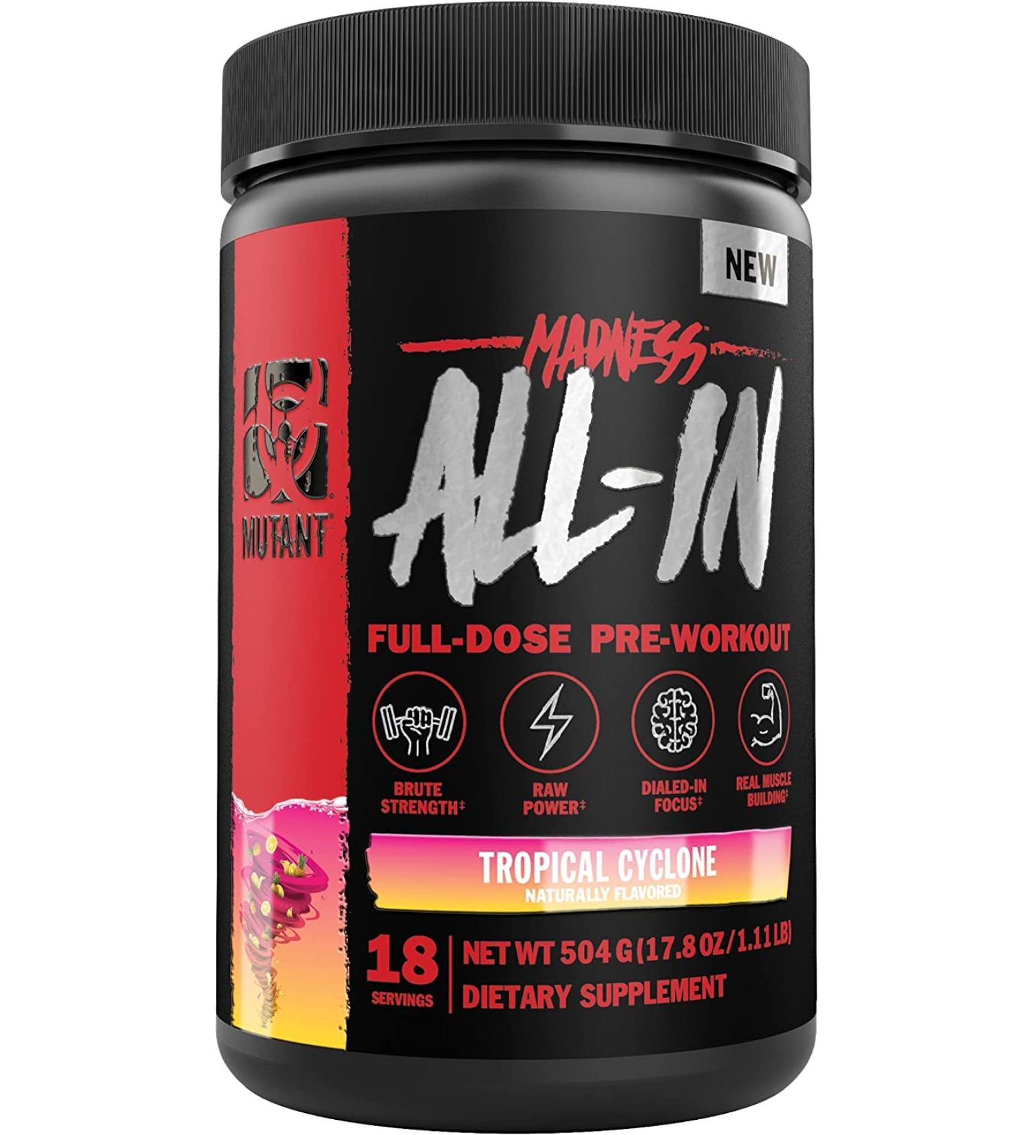 Mutant All-in | Full-Dose Pre-Workout - Fruit Punch - 40 Serving - 500 g (17.6 oz) Tropical Cylone - Buy Online on GoSupps.com