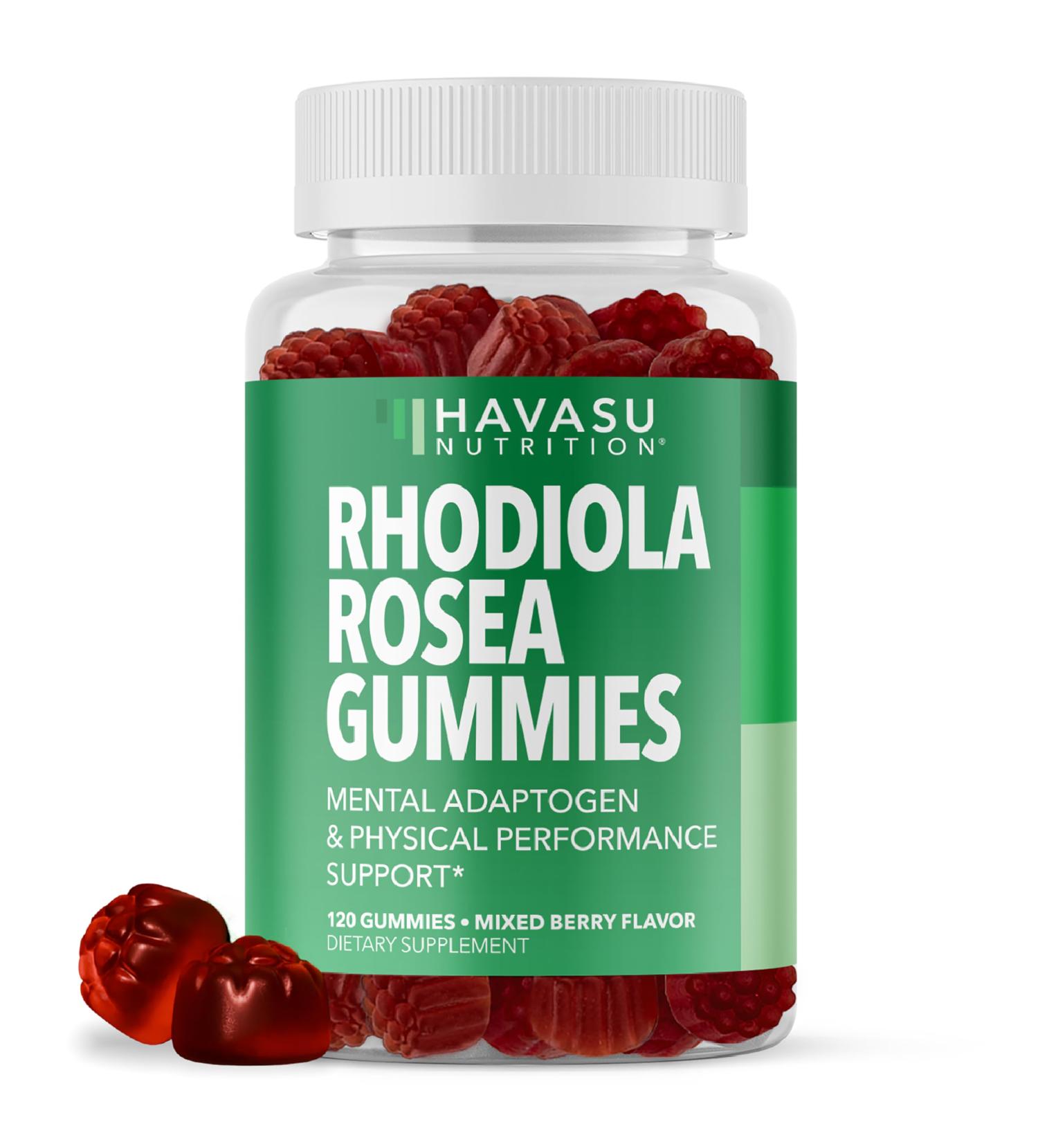 HAVASU NUTRITION Rhodiola Rosea Gummies - Sugar Free Rhodiola Supplement - Adaptogen for Mental Clarity and Physical Performance - 120 Count - Vegan Non-GMO and Gluten-Free - 2-Month Supply 120 Count (Pack of 1) - Buy Online on GoSupps.com
