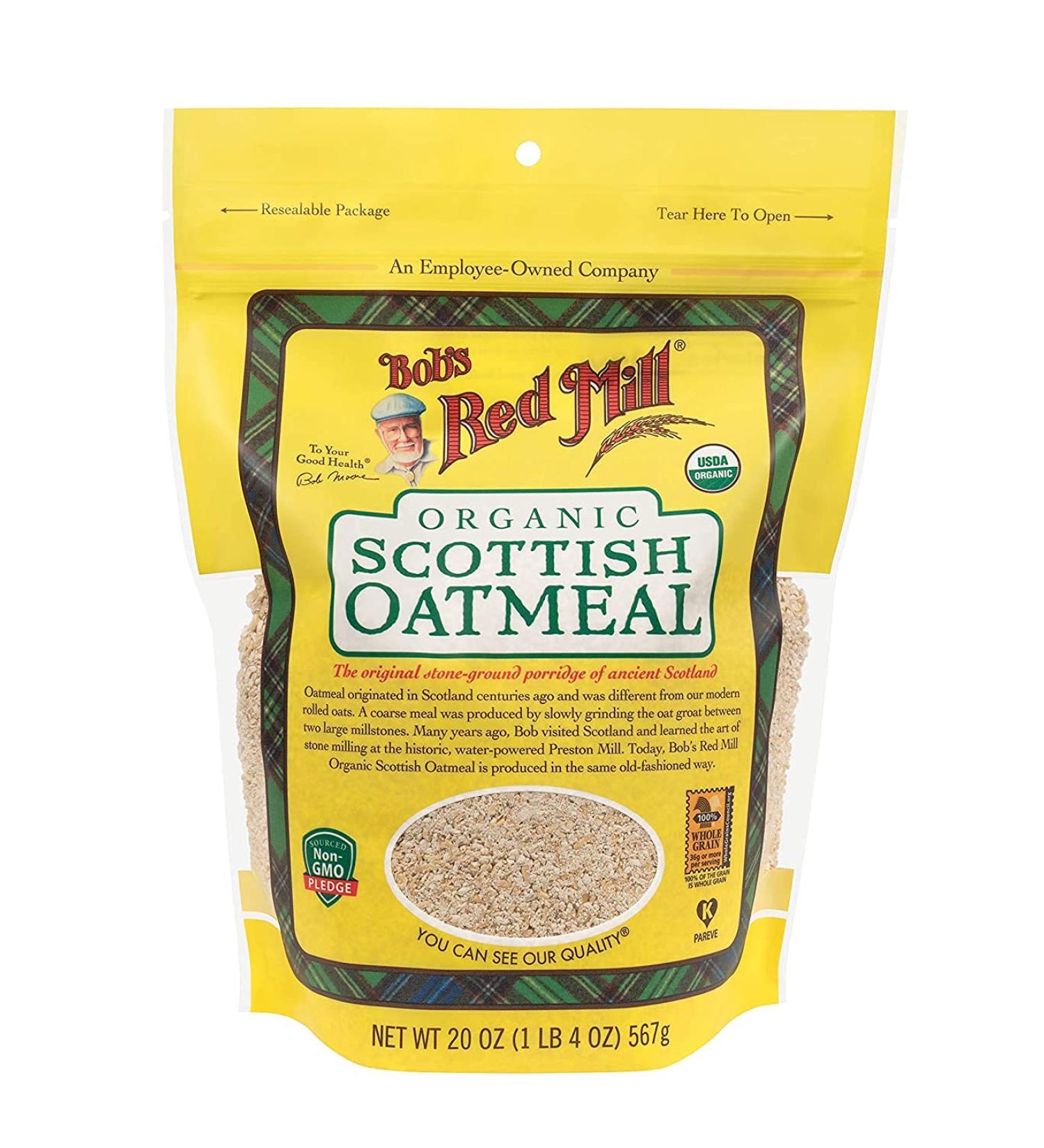 Bob's Red Mill Organic Scottish Oatmeal 20oz (Pack of 2) - Resealable Pouch for Freshness - Buy Online on GoSupps.com