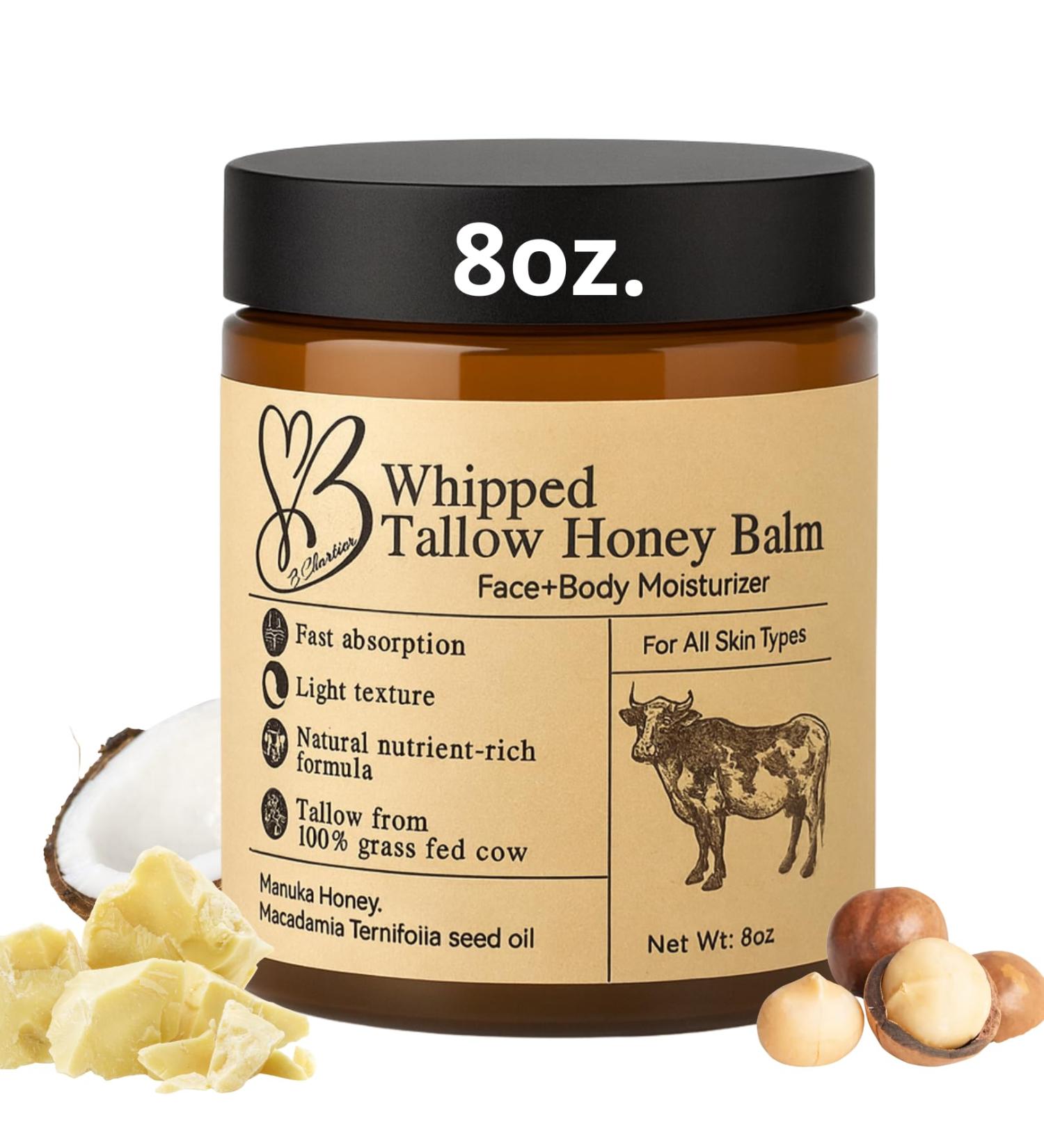 B.Chartier Beef Tallow for Skin- Tallow Balm for face- Tallow Face Moisturizer - Beef Tallow Moisturizer- Tallow and Honey Balm - Grass Fed Beef Tallow For Skin - Tallow Face Cream Lotion (8.0 oz) - Buy Online on GoSupps.com