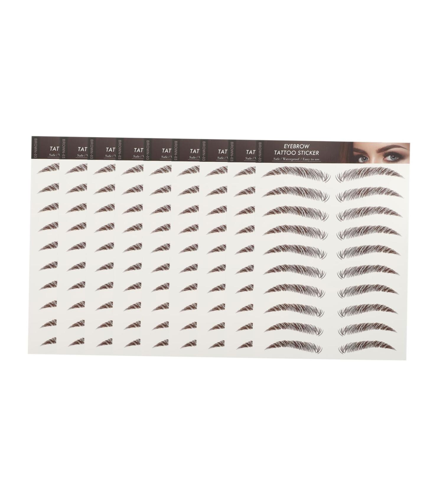 OHPHCALL 9 Sheets Waterproof Eyebrow Stickers Quick Makeup Tools False Eyebrows Cosmetics 3d Template Hair 21x14.7cm Brown - Buy Online on GoSupps.com