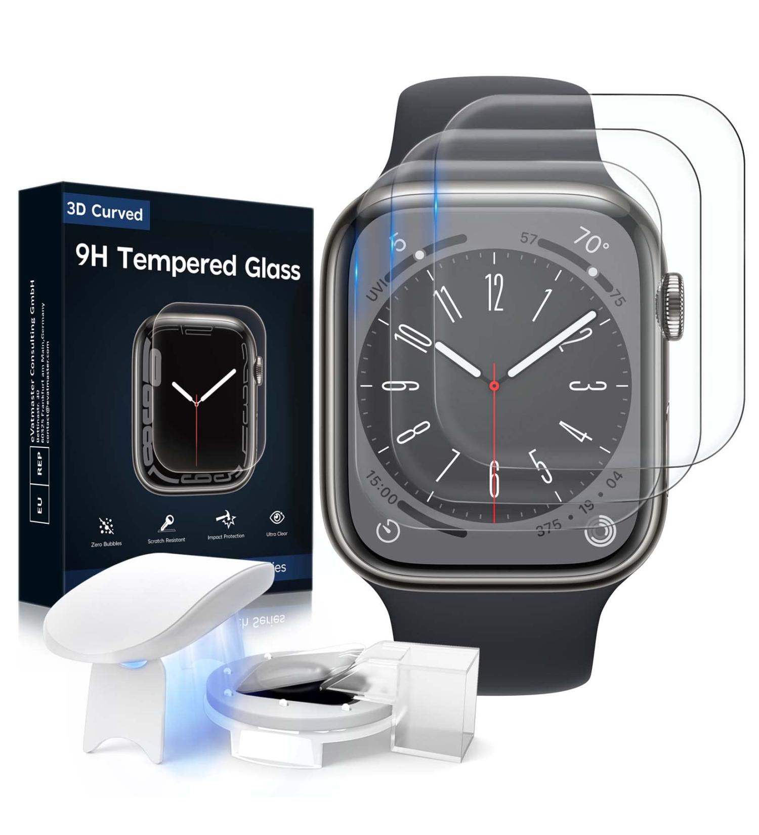 Mowei 3-Pack Apple Watch Series 8/7 Screen Protector 45mm - Premium 9H Tempered Glass, Full Coverage, Bubble-Free, Waterproof - Infinite HD Shield for Apple Watch 7/8 45mm - Buy Online on GoSupps.com