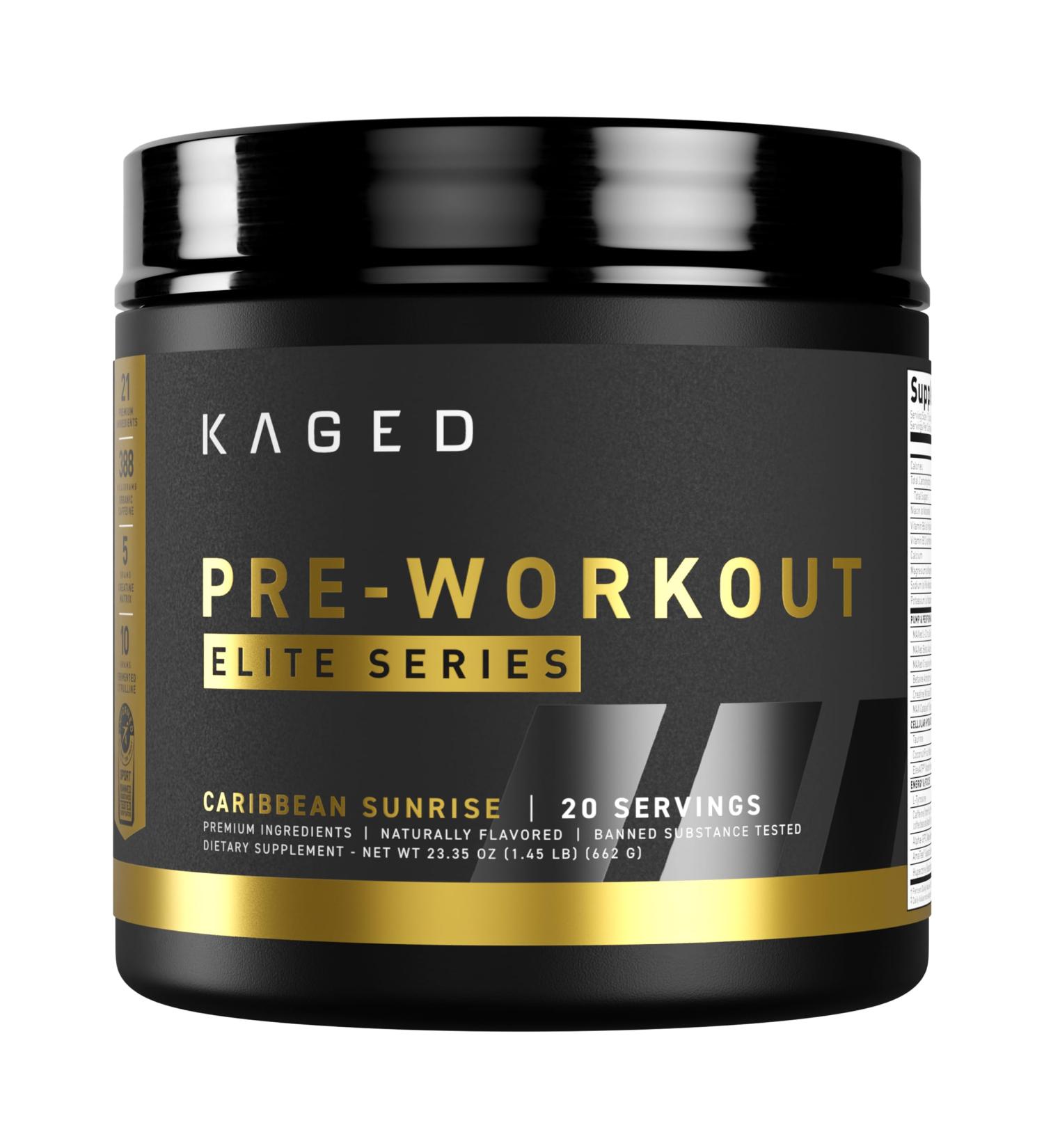 Kaged Pre Workout Powder Pre-Workout Elite for Men & Women | High Stimulant for Energy Focus Pumps | L-Citrulline Beta Alanine Creatine & 388mg of Organic Caffeine | Caribbean Sunrise Caribbean Sunrise (Elite) - Buy Online on GoSupps.com