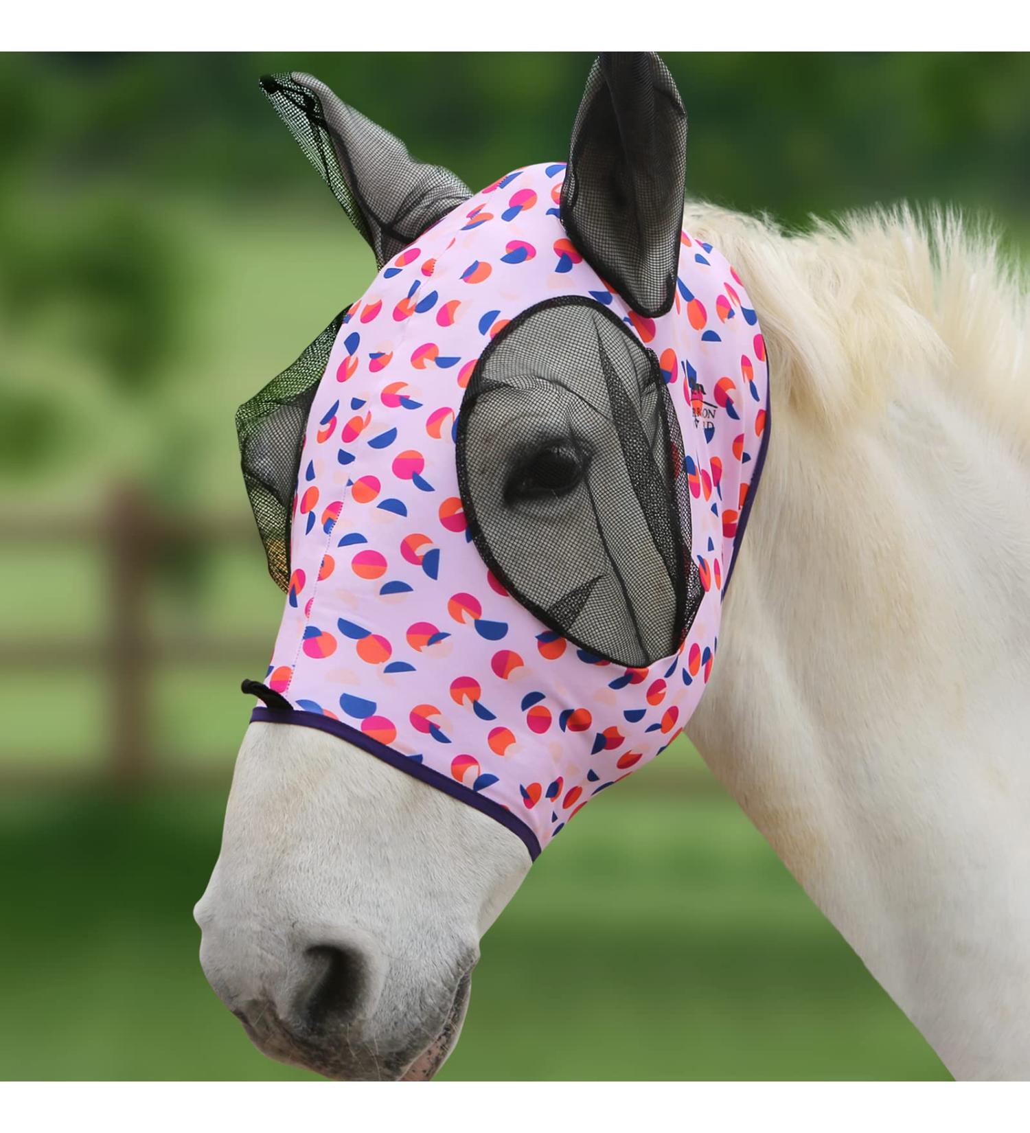 Harrison Howard Fly Mask - Stretchy Breathable UV Protection Full View Eye Opening & Ventilated Ear Protection - Medium Size - Buy Online on GoSupps.com