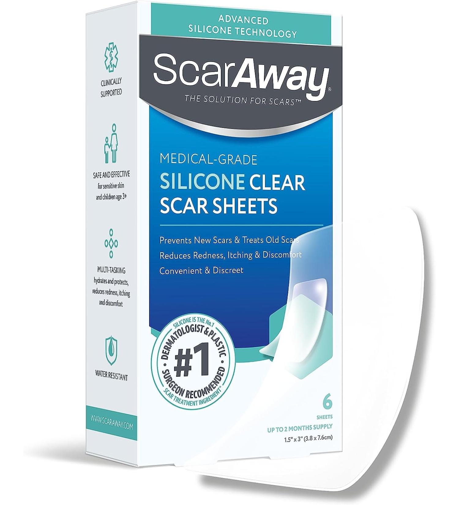 ScarAway Clear Silicone Scar Sheets - White - 6 Count - Buy Online on GoSupps.com
