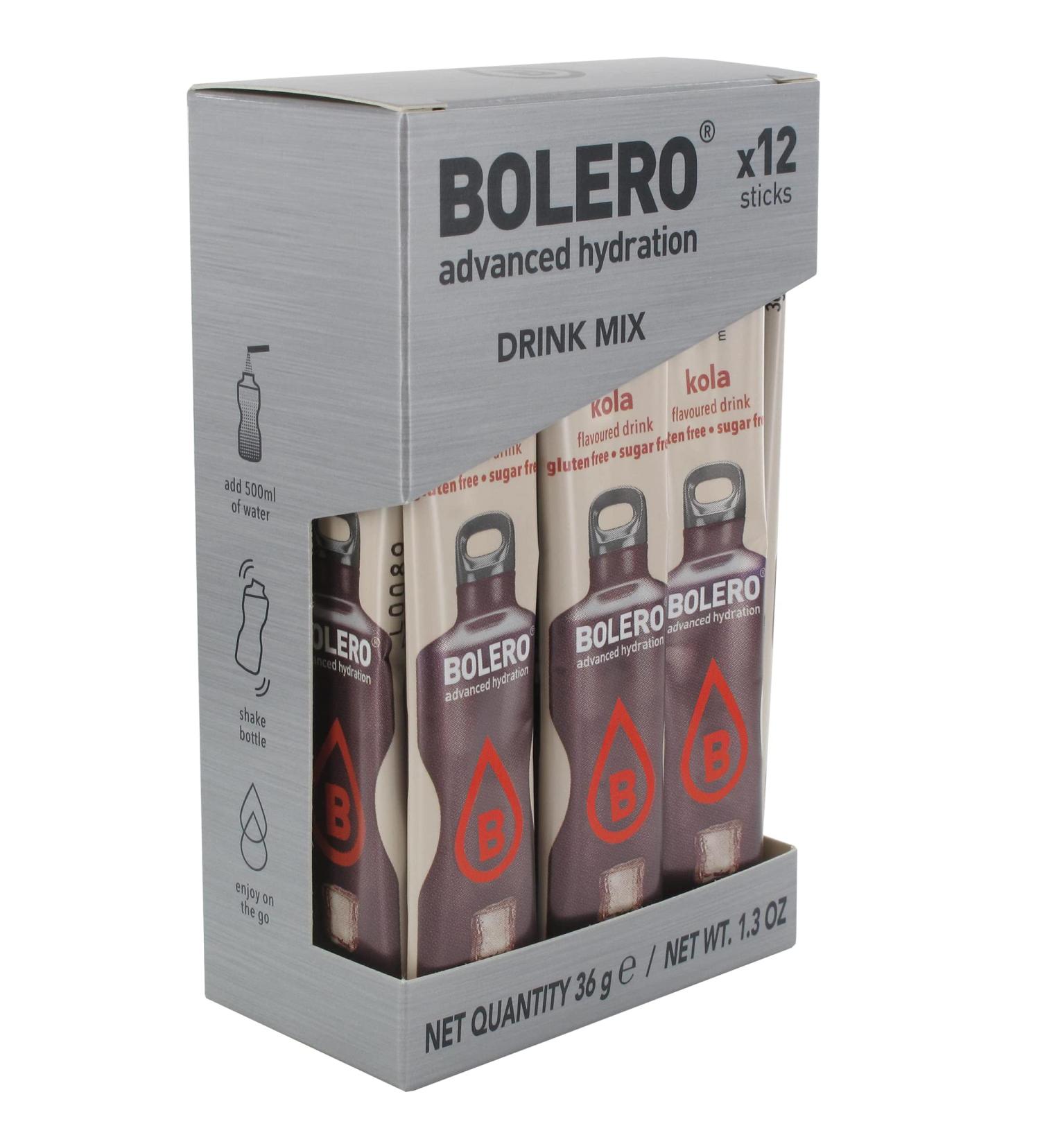  Bolero Bolero KOLA Drinks | 12 x 3g I Refreshing Powder Sugar Free with Stevia | Vitamin C | Suitable for Diabetics | Kola Taste - Buy Online on GoSupps.com