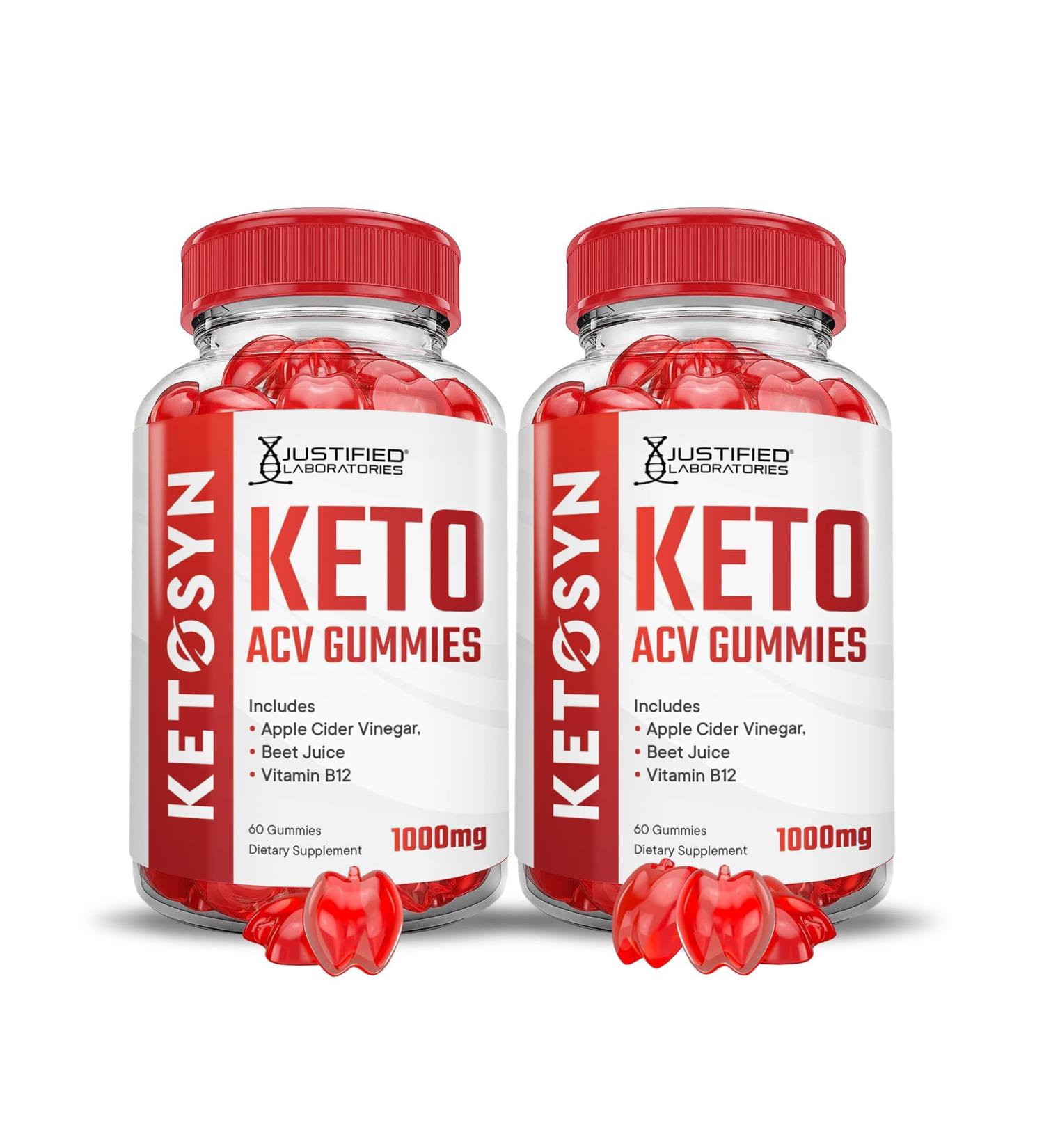 Justified Laboratories (2 Pack Ketosyn Keto ACV Gummies Advanced Formula 1000MG Ketosyn Keto Gummies Apple Cider Vinegar Formulated with Pomegranate Beet Juice Powder B12 Vegan Non GMO 120 Gummys 60 Count (Pack of 2) - Buy Online on GoSupps.com