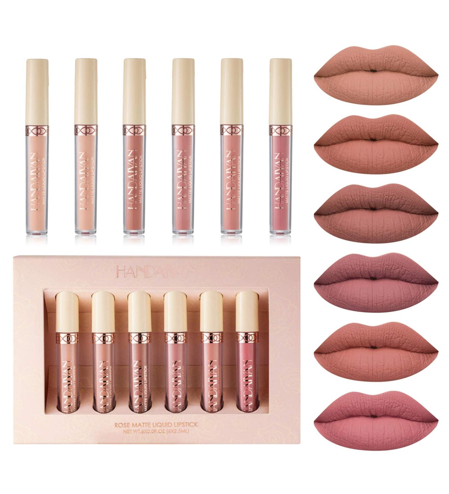 Bonnie Choice 6-Piece Nude Matte Liquid Lipstick Set B: Long-Lasting, Non-Stick, Waterproof Lip Gloss for Women - Buy Online on GoSupps.com