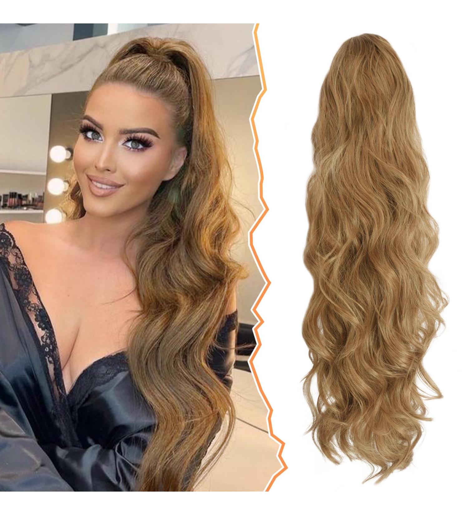 BARSDAR 26'' Wavy Drawstring Ponytail Extension - Synthetic Clip in Ponytail for Women - Light Brown Mix Blonde - 1 Pack - Buy Online on GoSupps.com