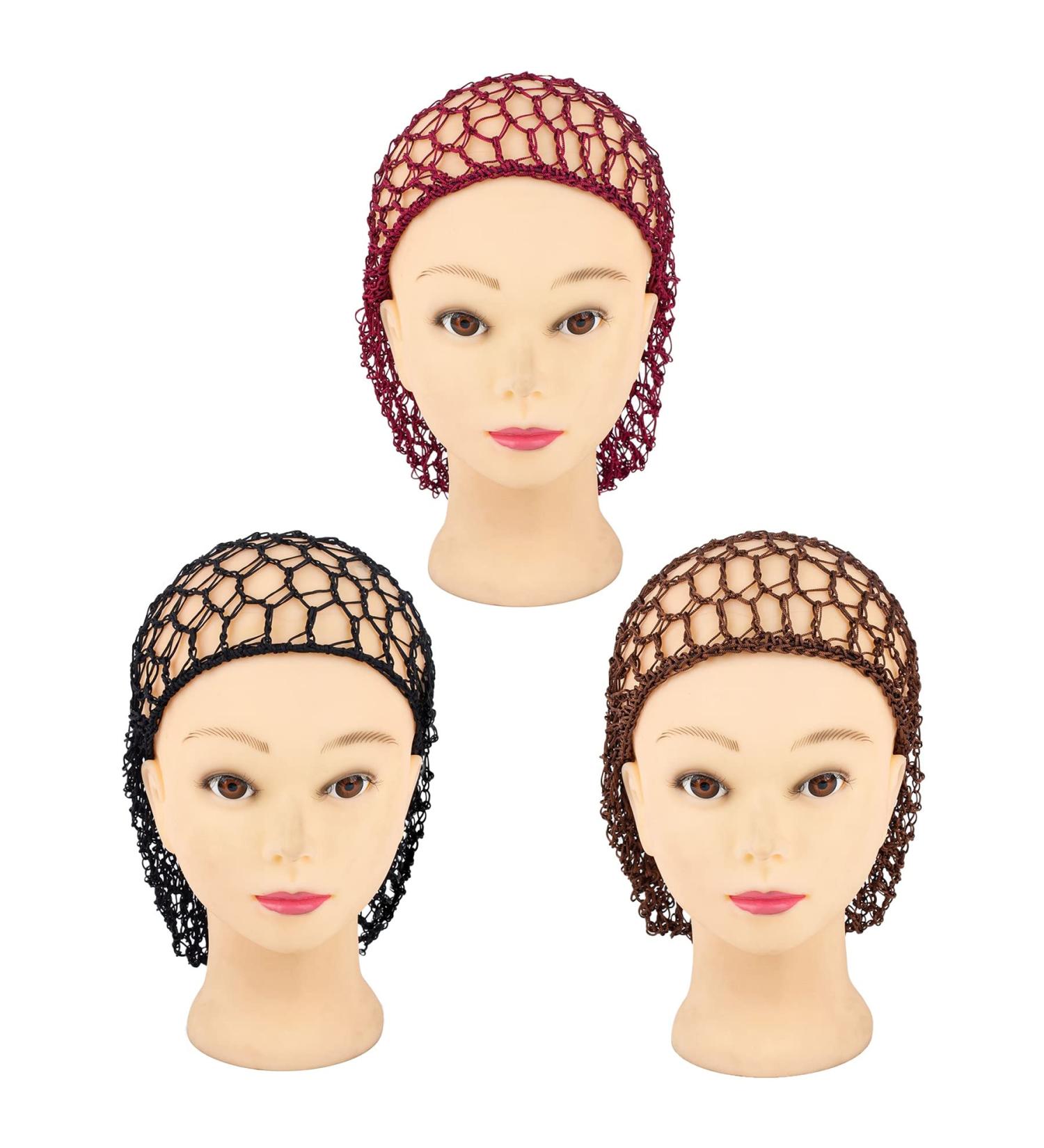3 Pack Framedino Mesh Hair Net Crochet Snood Caps for Women - Stylish Sleepwear - Buy Online on GoSupps.com