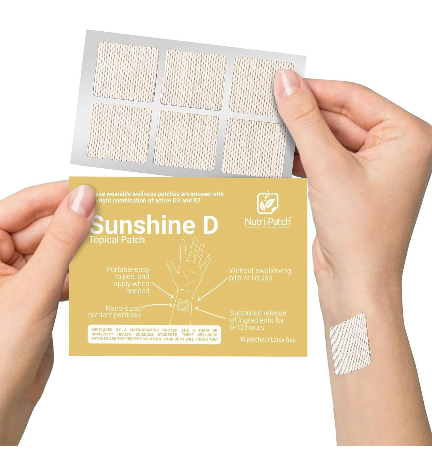 NUTRI-PATCH Sunshine D Topical Patch Infused with D3 K2 Magnesium 30 Count - Buy Online on GoSupps.com