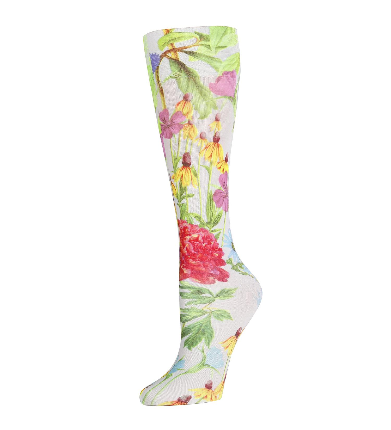 Celeste Stein Therapeutic Graduated Compression Socks White Bellagio 8-15 mmHg Queen Plus Calf