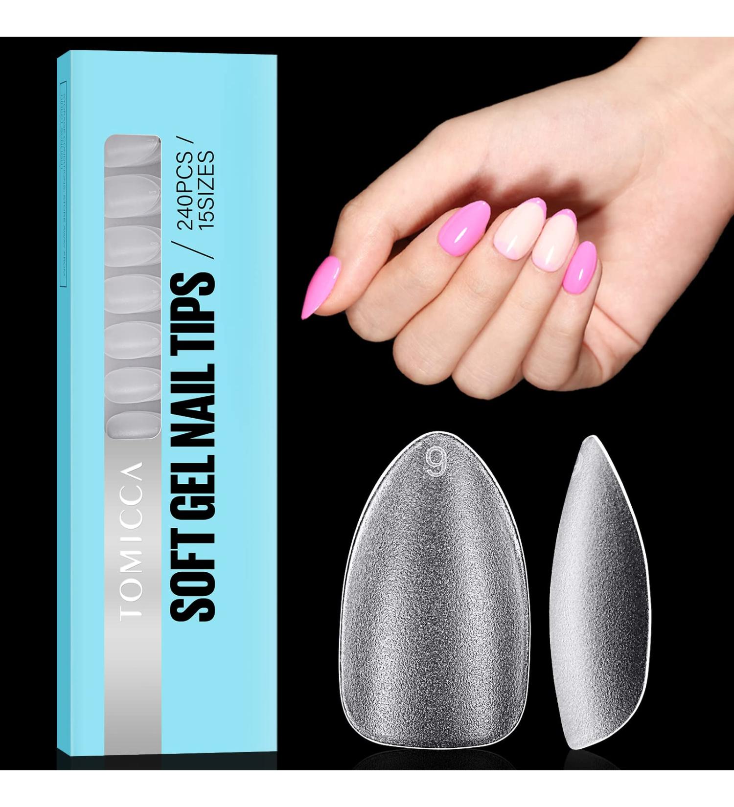 Tomicca Almond Short Nail Tips - 240 Pieces Gel & Acrylic Full Cover Pre-shaped Half Matt Tips in 15 Sizes - Buy Online on GoSupps.com