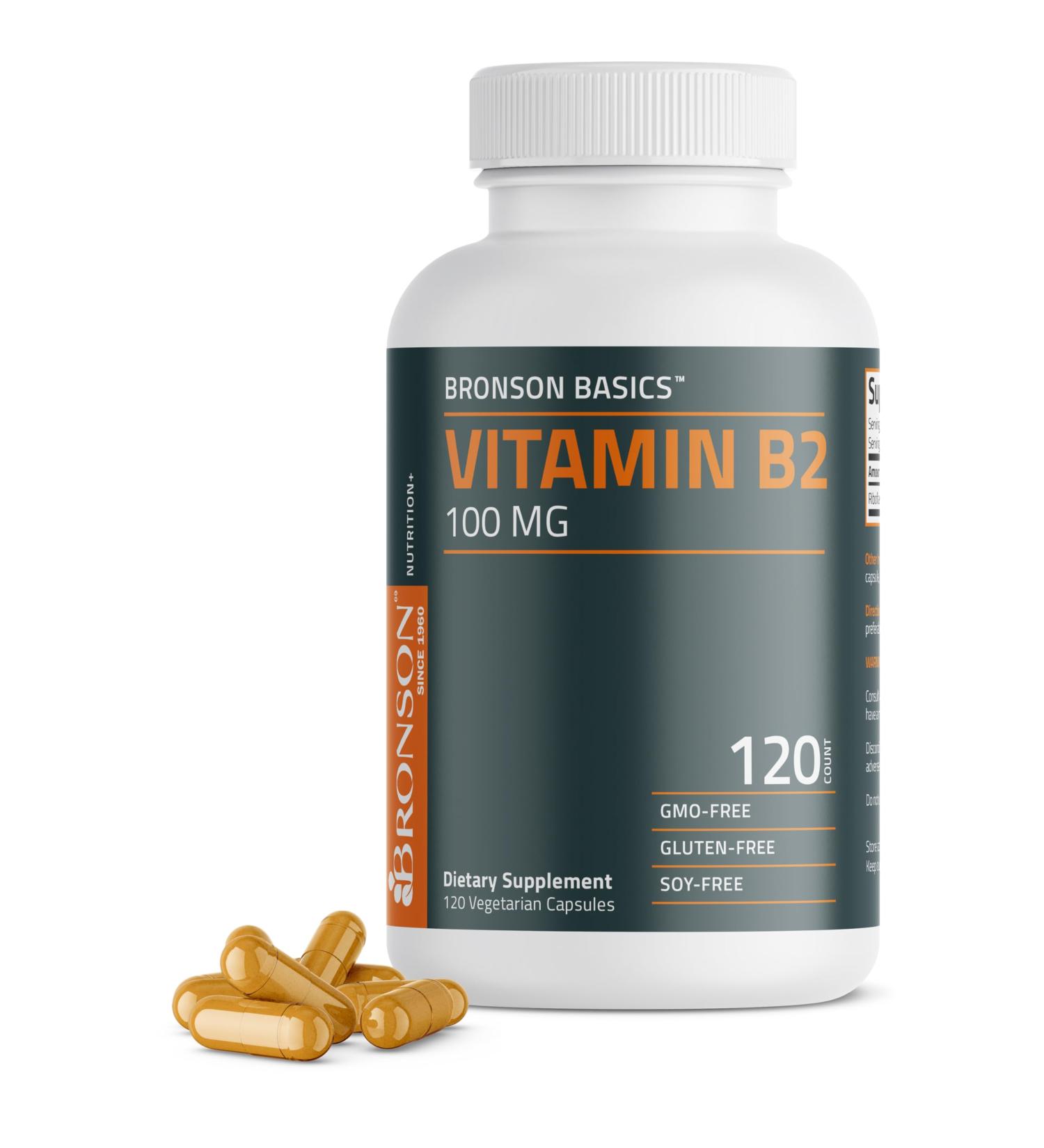 Bronson Vitamin B2 100mg Non-GMO, 120 Vegetarian Capsules 120 Count (Pack of 1) - Buy Online on GoSupps.com