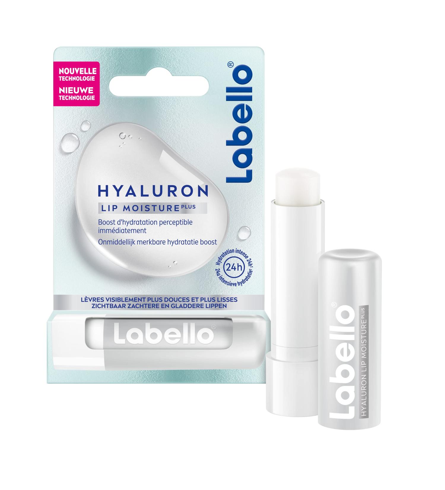 Labello hyaluron moisturizer (1 x 5.2 g) lip balm with ultra moisturizer-giving and replacing formula hyalyronic acid moisture care for smooth lips