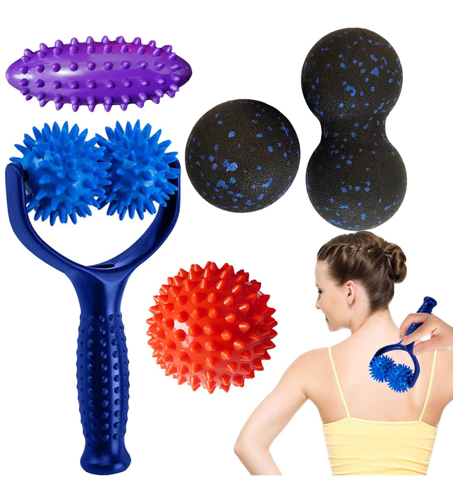 5-Piece Massage Ball Set - Hedgehog Ball Roller Fascia & Peanut Massage for Legs Feet Hands & Back Relief - Buy Online on GoSupps.com