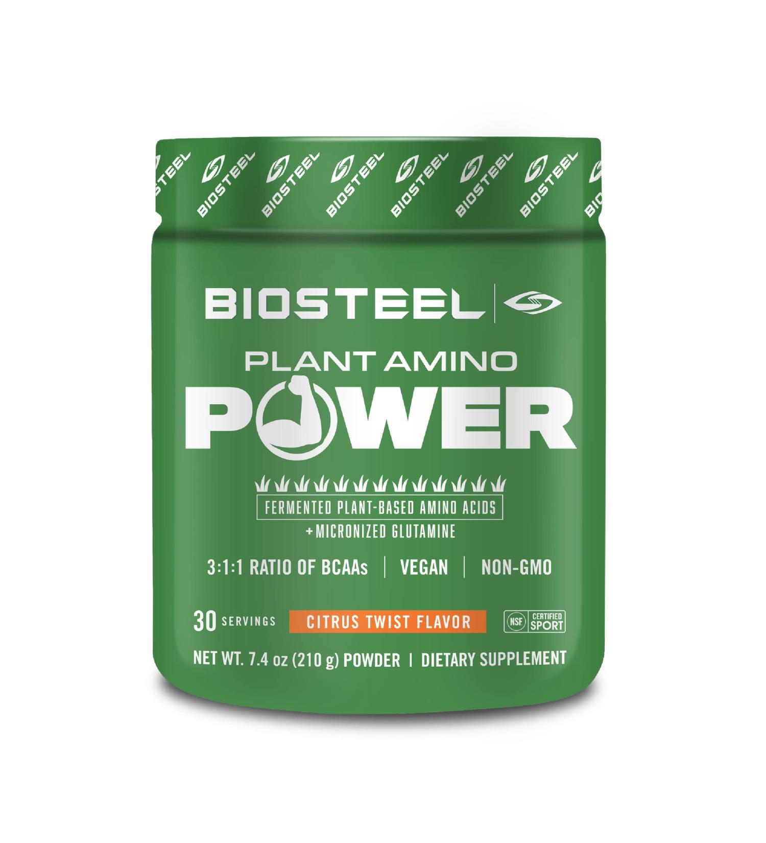 BIOSTEEL Plant-Amino Power BCAA Powder | Fermented Plant-Based Amino Acids | Non-GMO Citrus Twist | 30 Servings - International Shipping - Buy Online on GoSupps.com